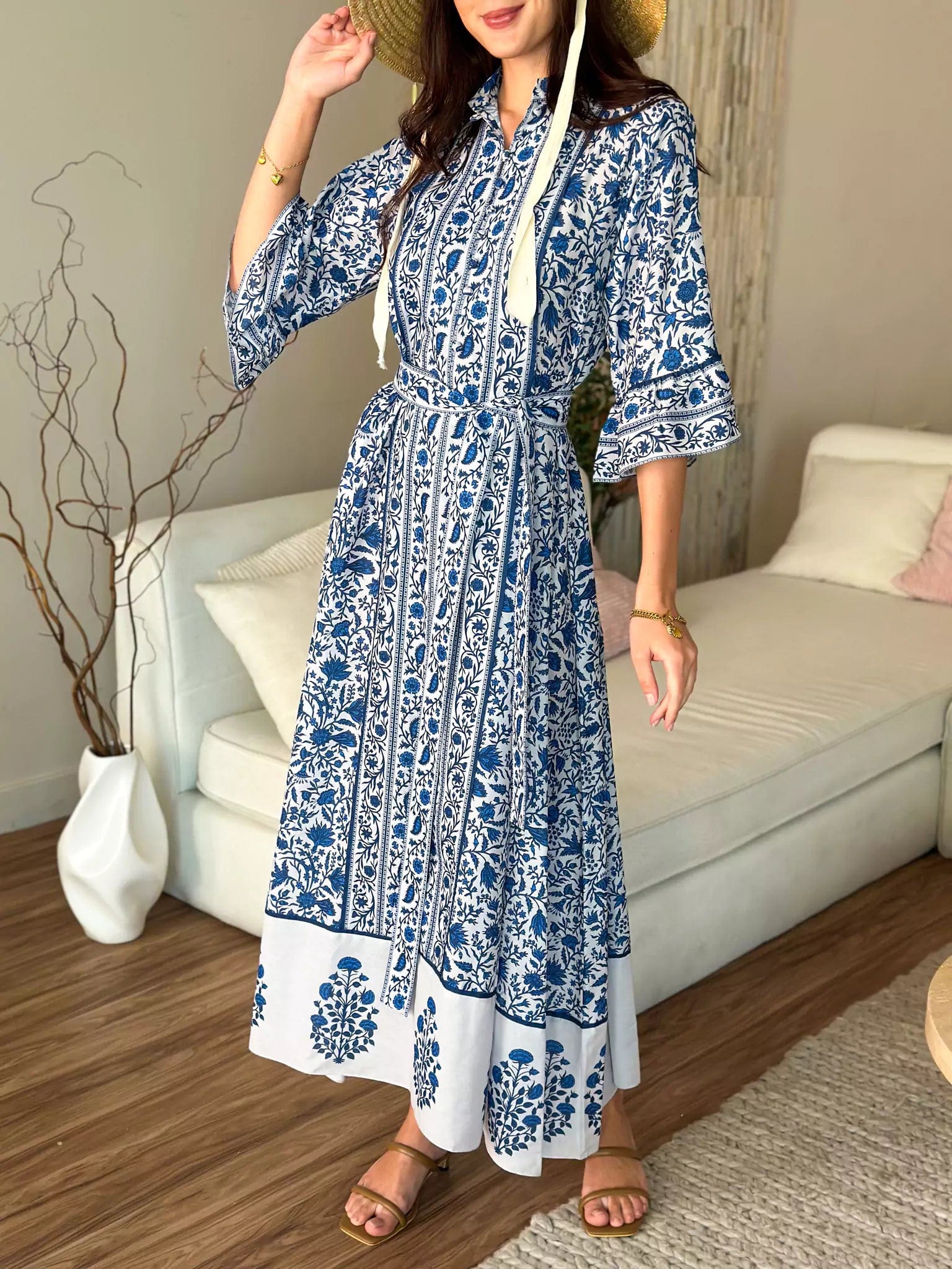 Afina Blue Floral Dress - Image 10