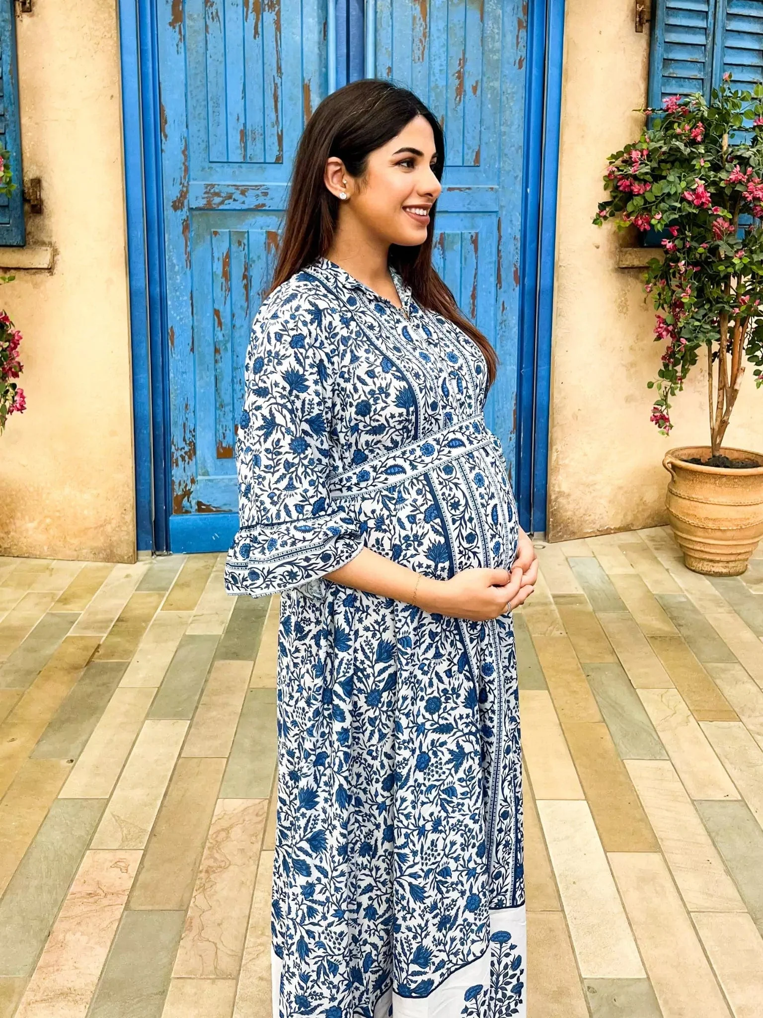 Afina Blue Floral Dress - Image 11