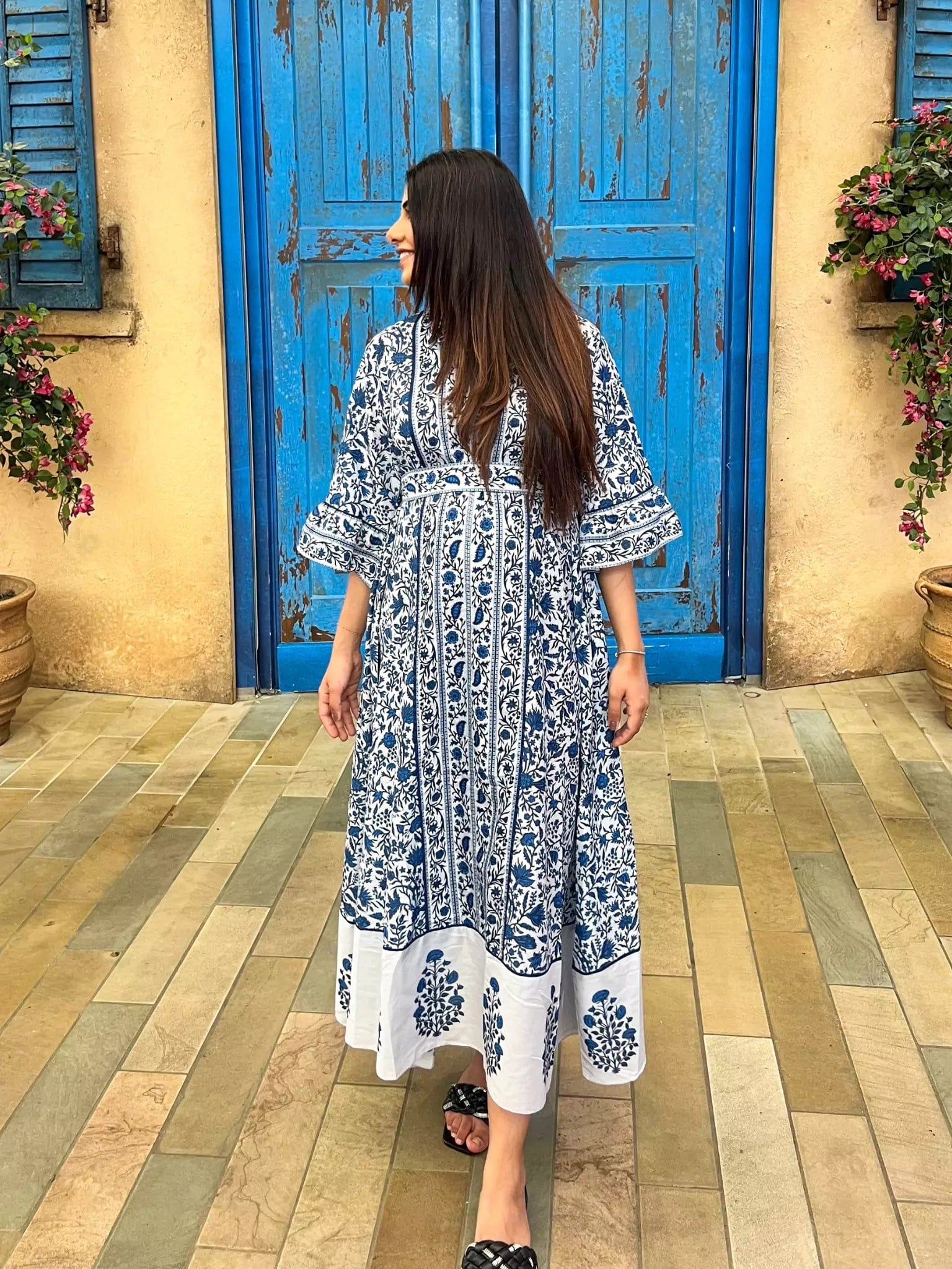 Afina Blue Floral Dress - Image 12