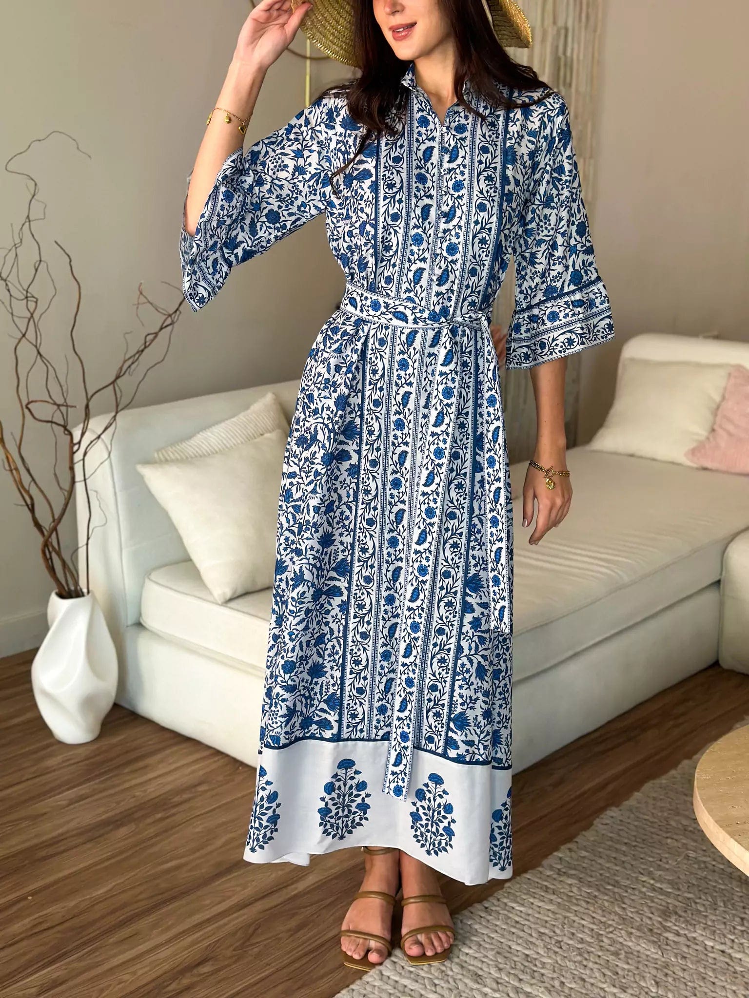 Afina Blue Floral Dress - Image 15