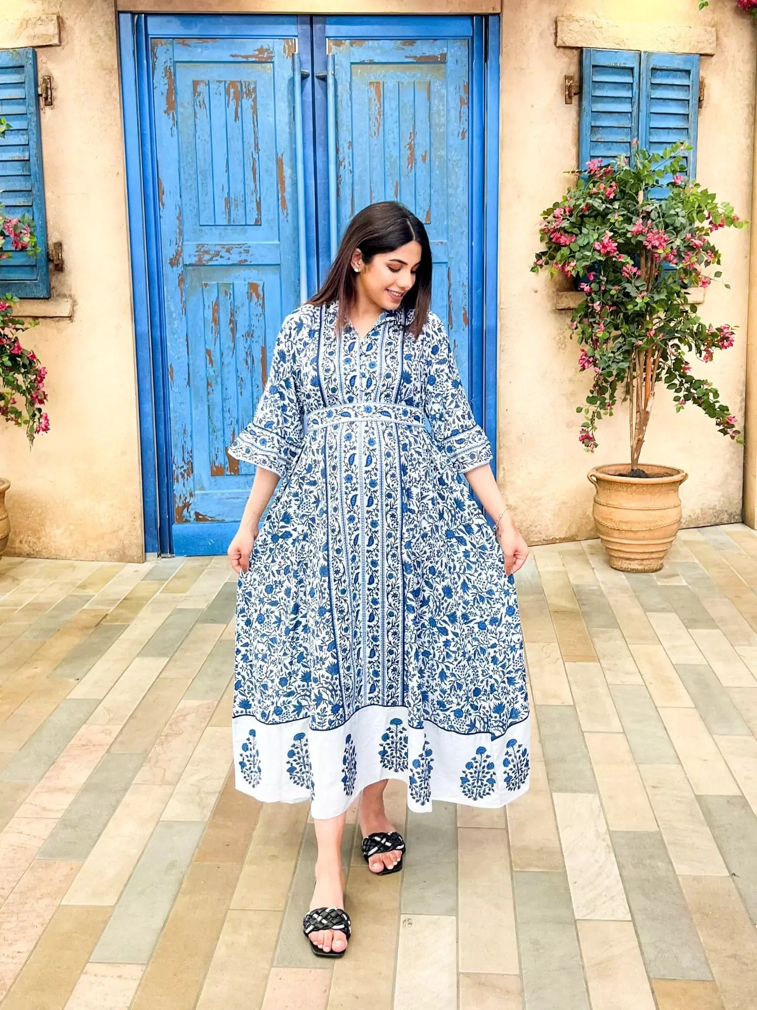 Afina Blue Floral Dress - Image 5