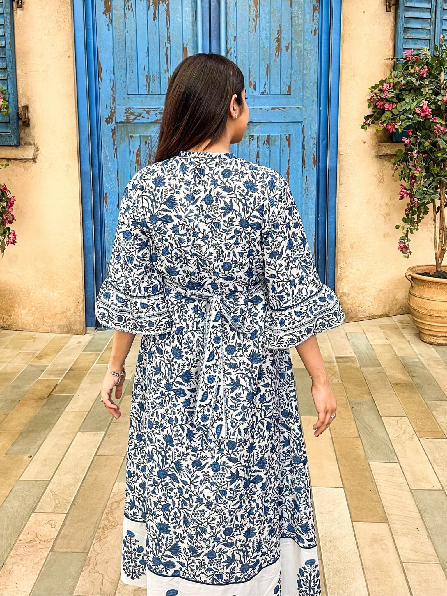 Afina Blue Floral Dress - Image 6