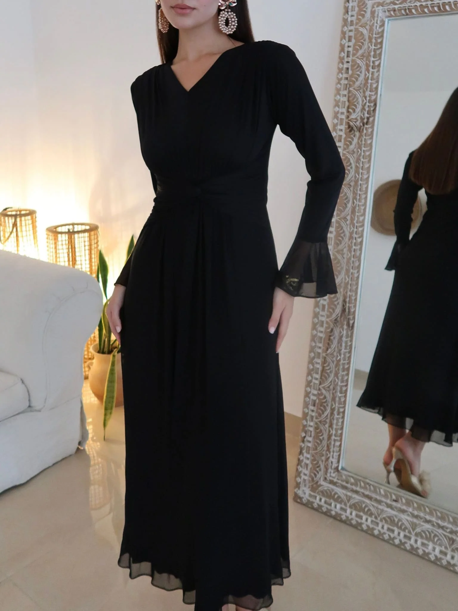 Agatha Black Knot Mesh Dress - Image 6