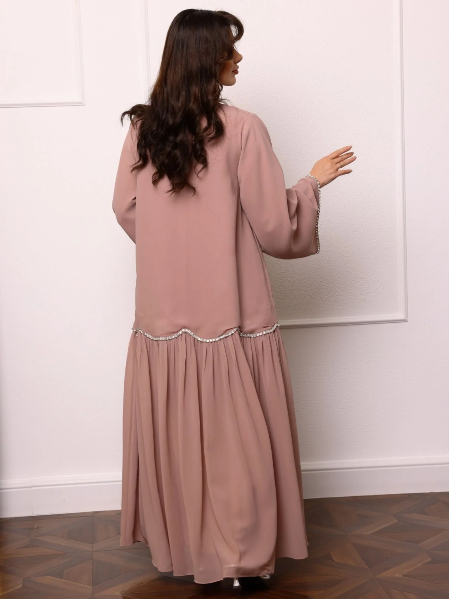 Ainsley Embellished Beige Upper And Dress - Image 3