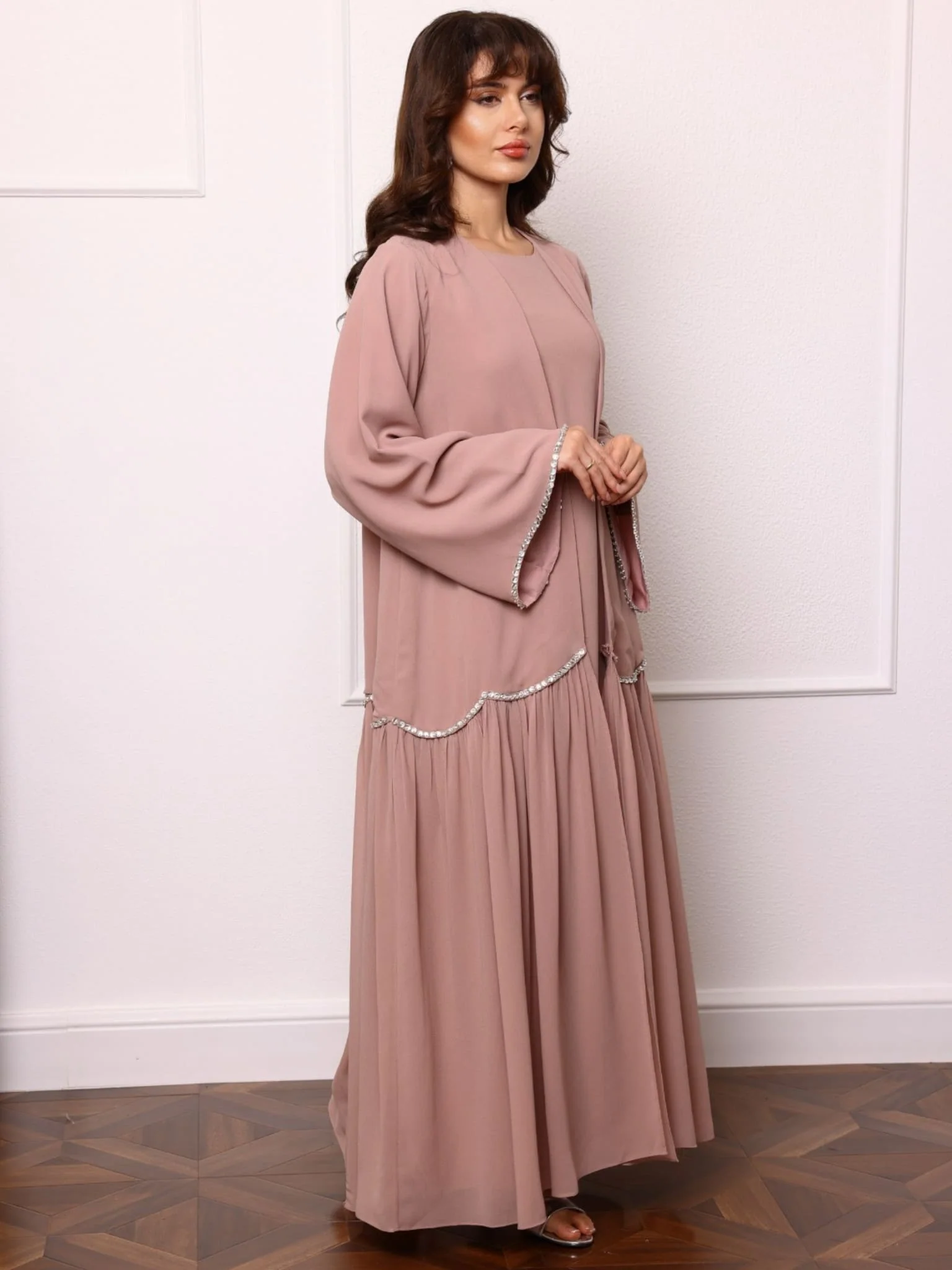 Ainsley Embellished Beige Upper And Dress - Image 6