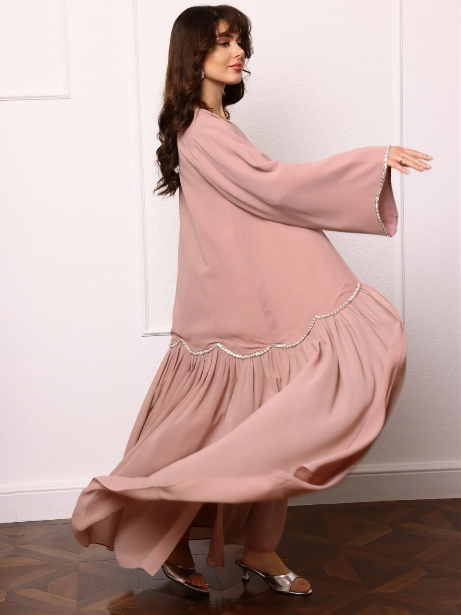 Ainsley Embellished Beige Upper And Dress - Image 7