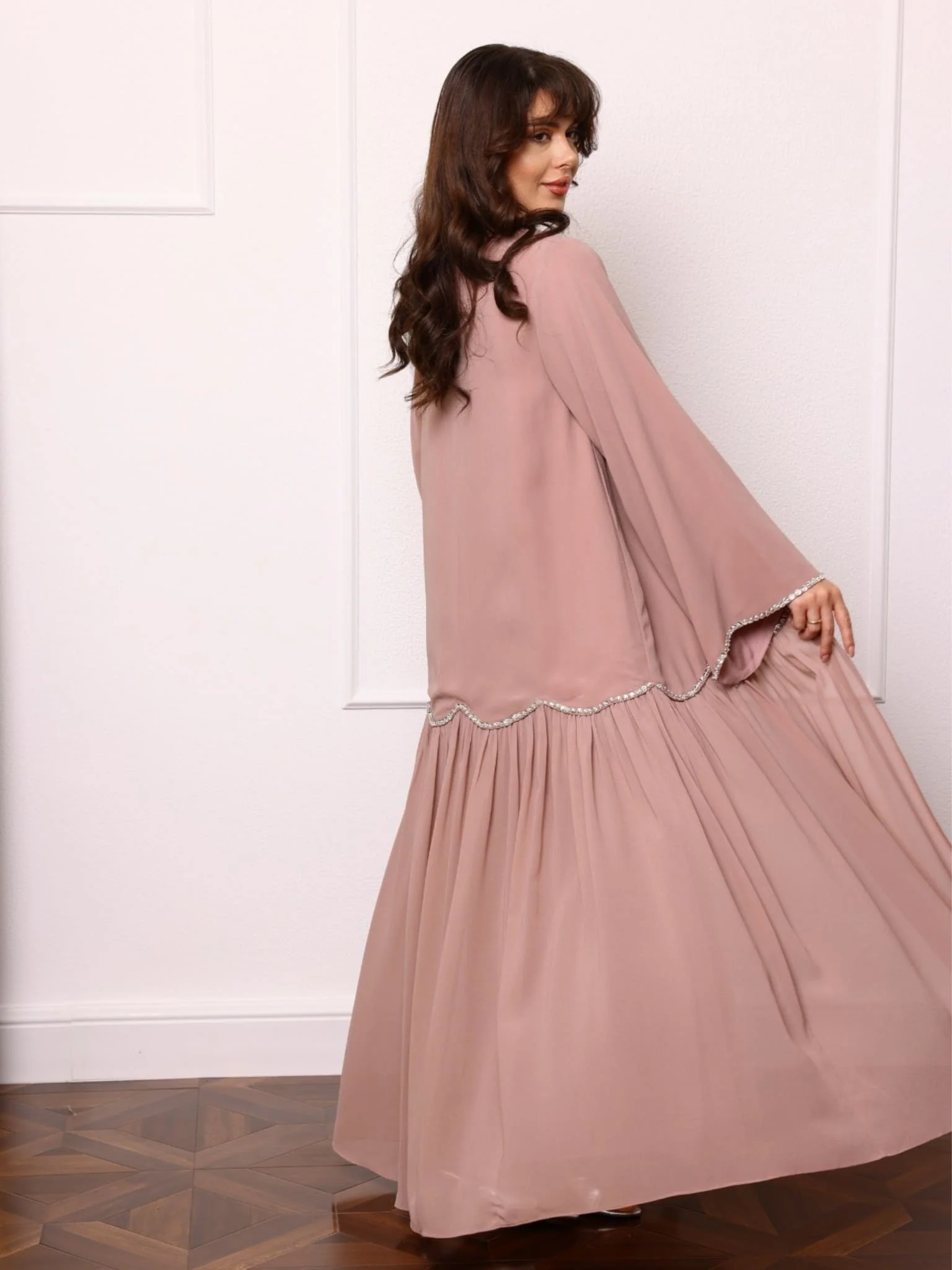 Ainsley Embellished Beige Upper And Dress - Image 8