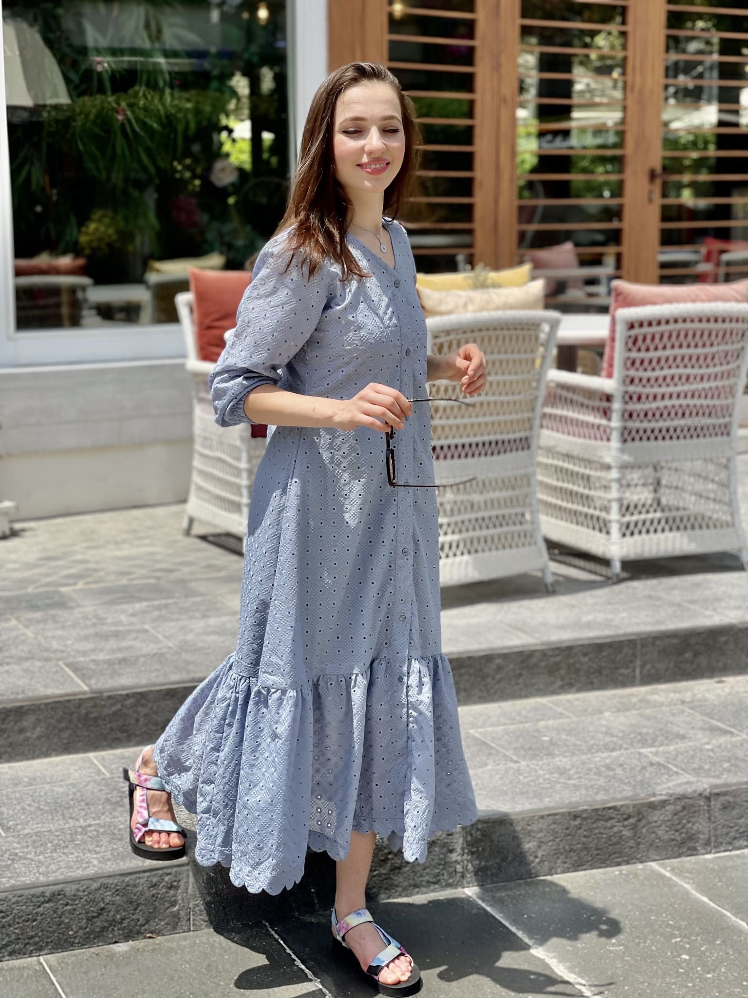 Alice Blue Cutwork Long Dress - Image 6