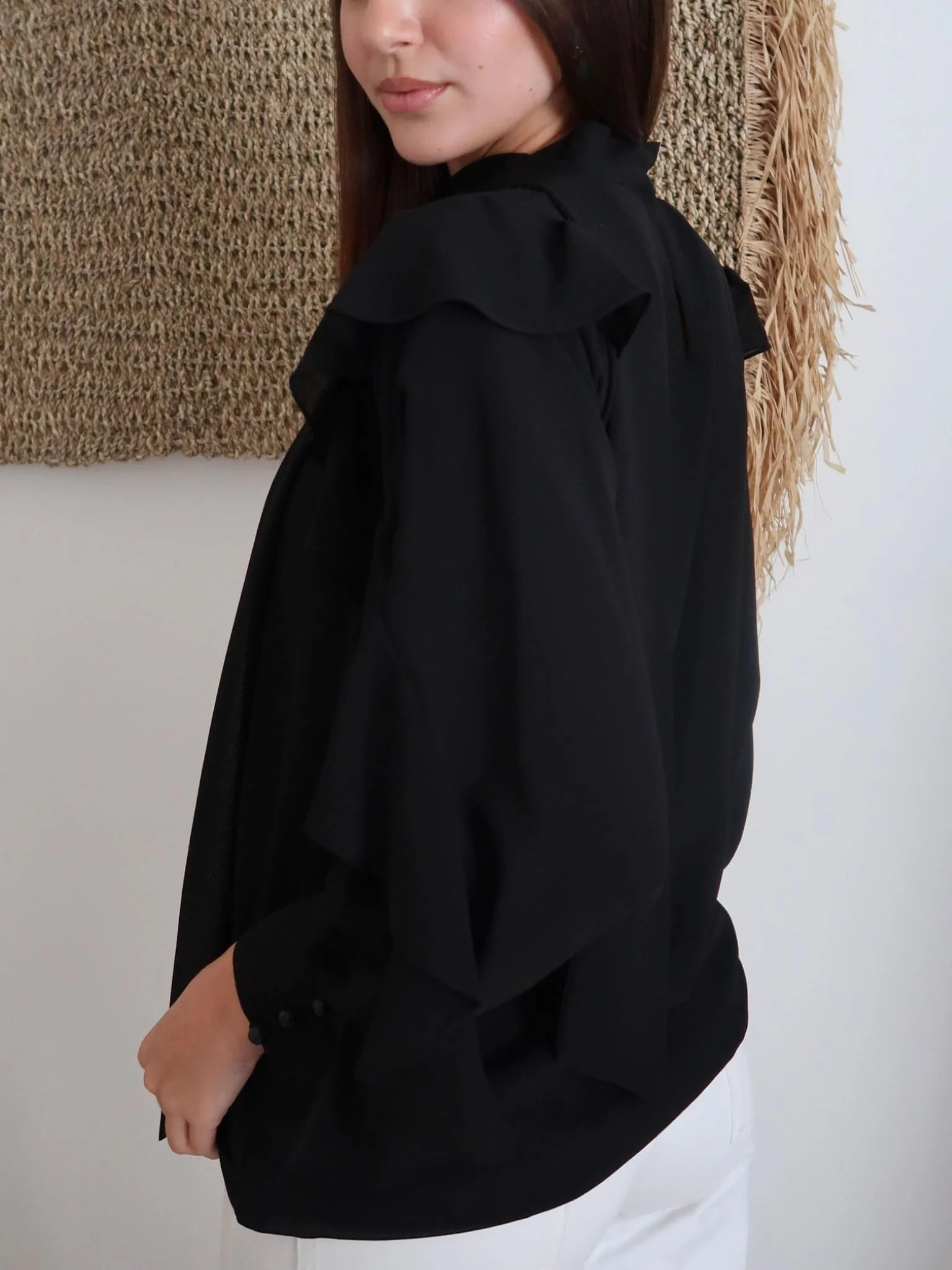 Amais Frill Black Shirt - Image 2