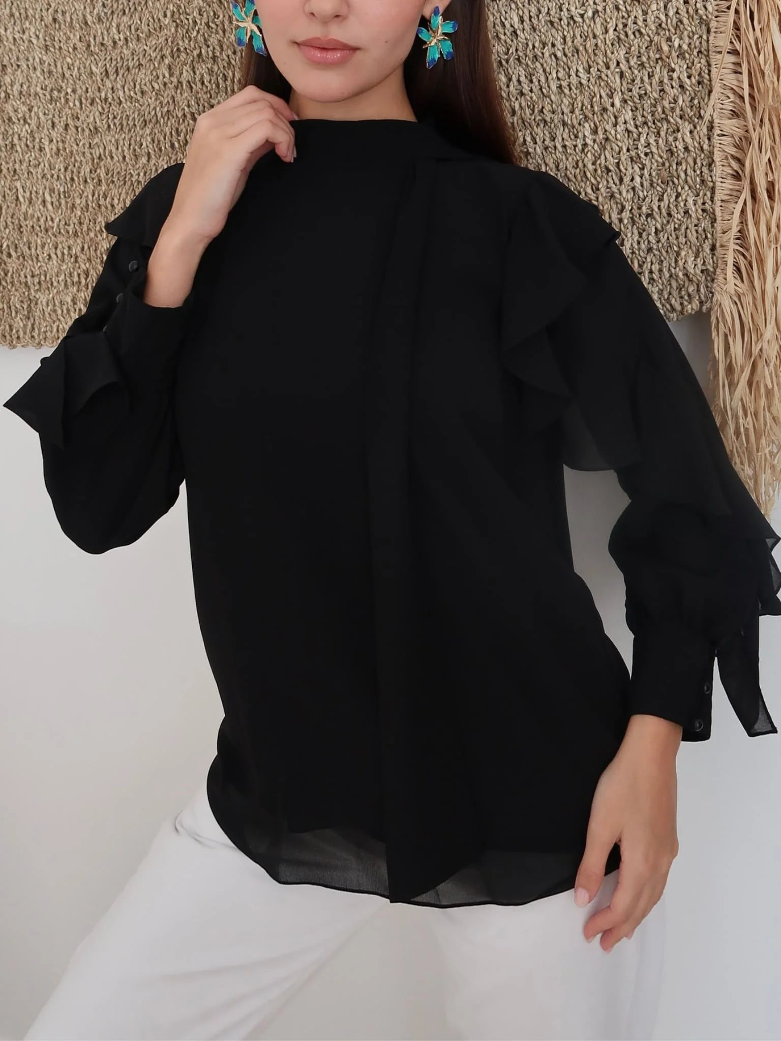 Amais Frill Black Shirt - Image 8