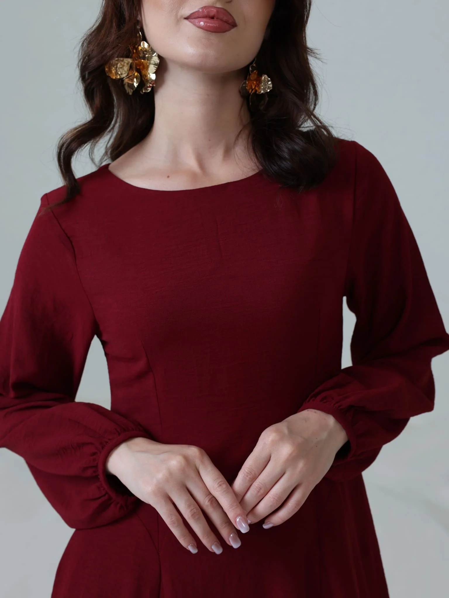 Ambrose Maroon Panel Long Dress - Image 2