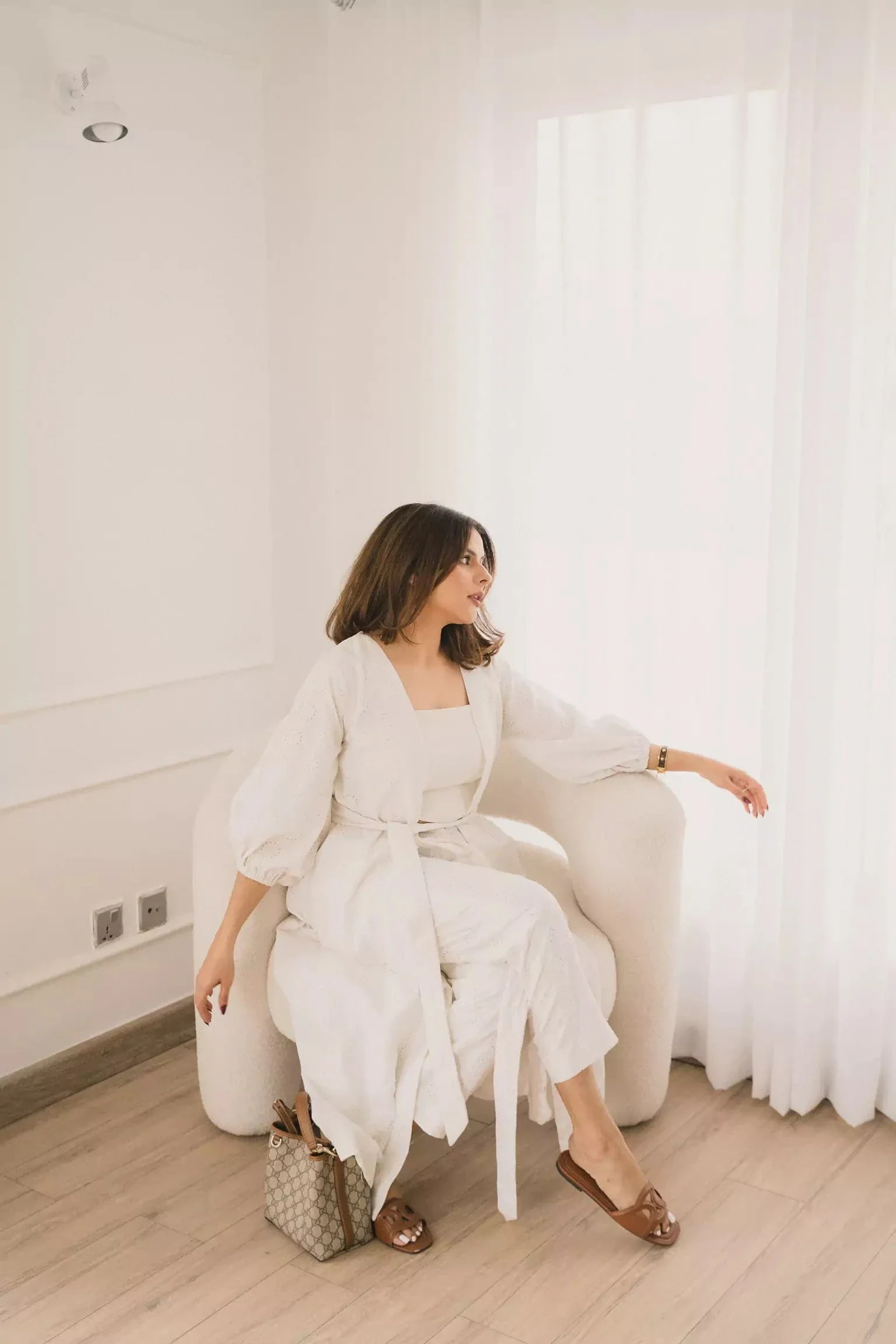 Amy Cutwork Co Ord Set In White - Image 11