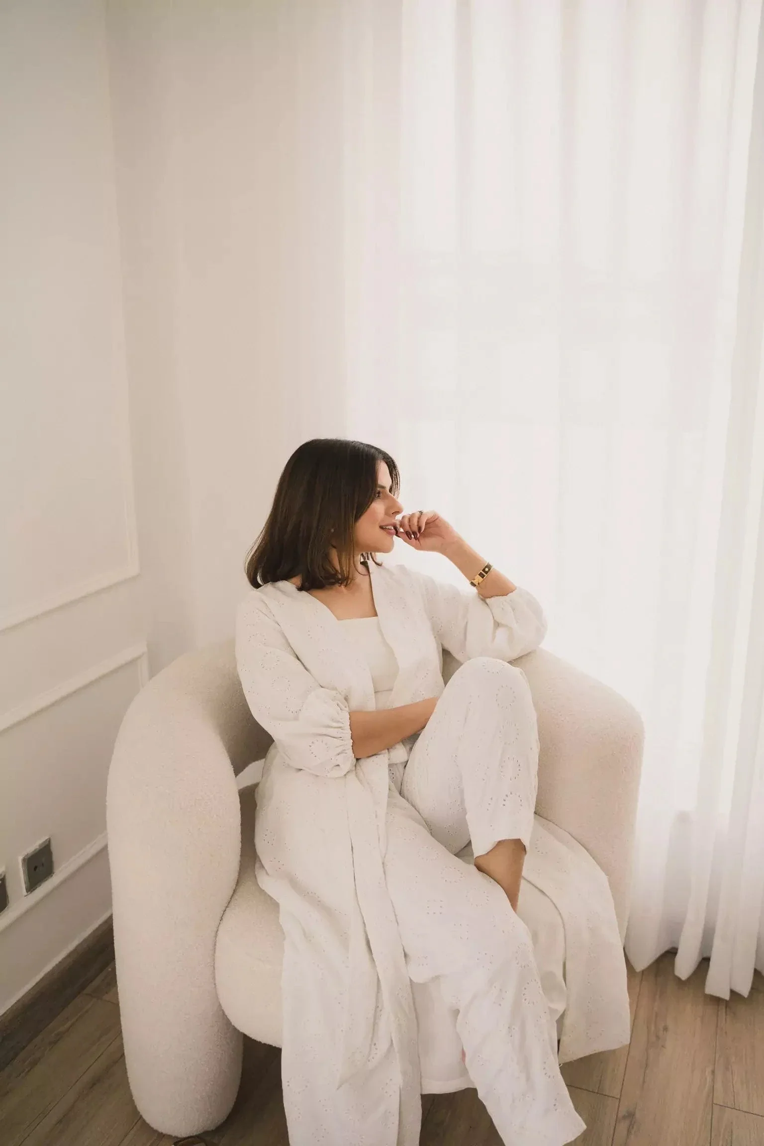 Amy Cutwork Co Ord Set In White - Image 12