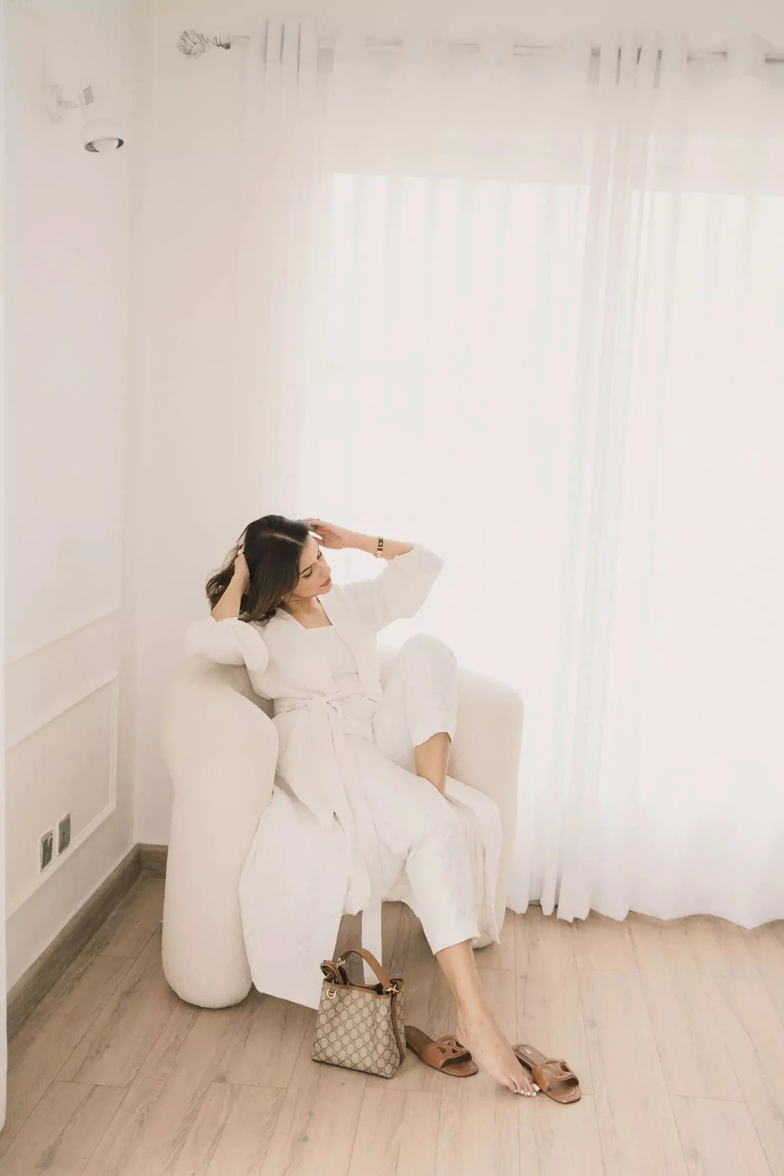 Amy Cutwork Co Ord Set In White - Image 3