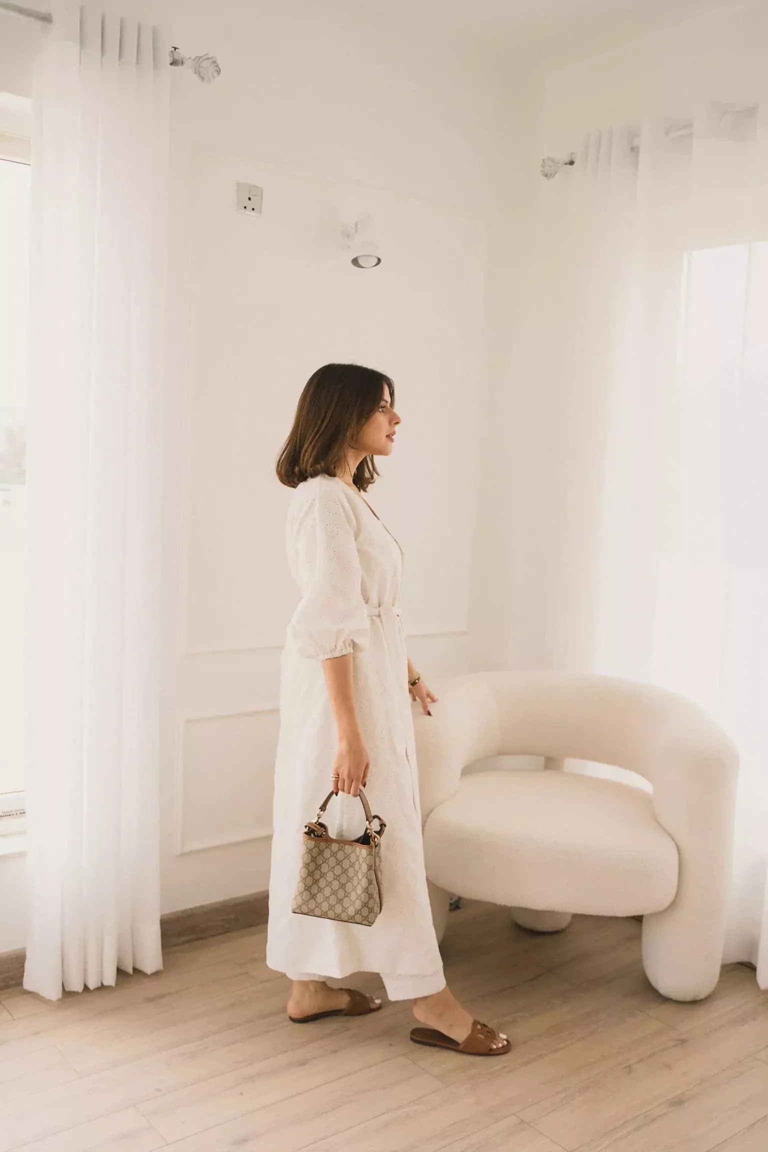 Amy Cutwork Co Ord Set In White - Image 4