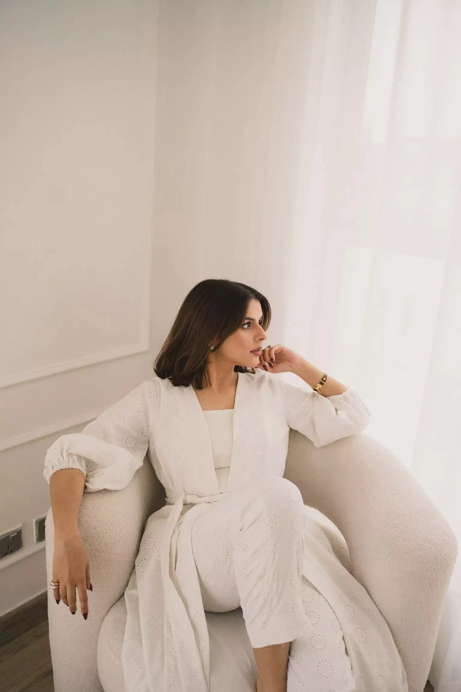 Amy Cutwork Co Ord Set In White - Image 5