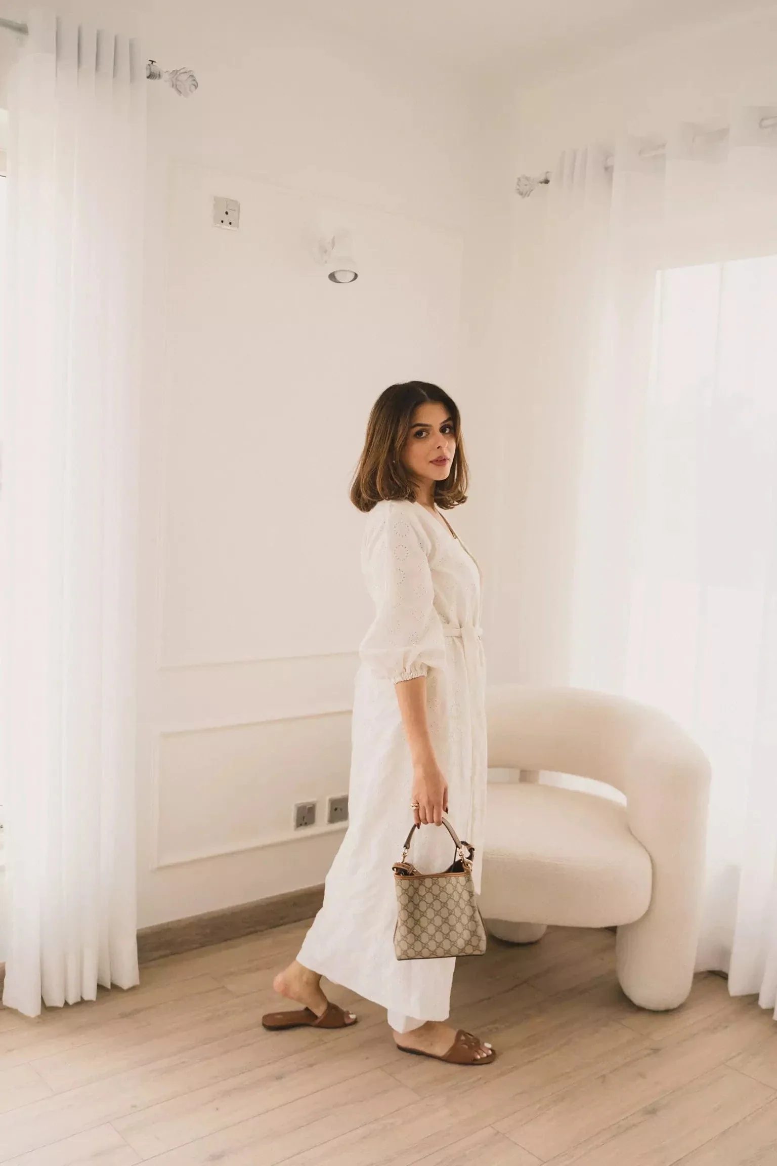 Amy Cutwork Co Ord Set In White - Image 6