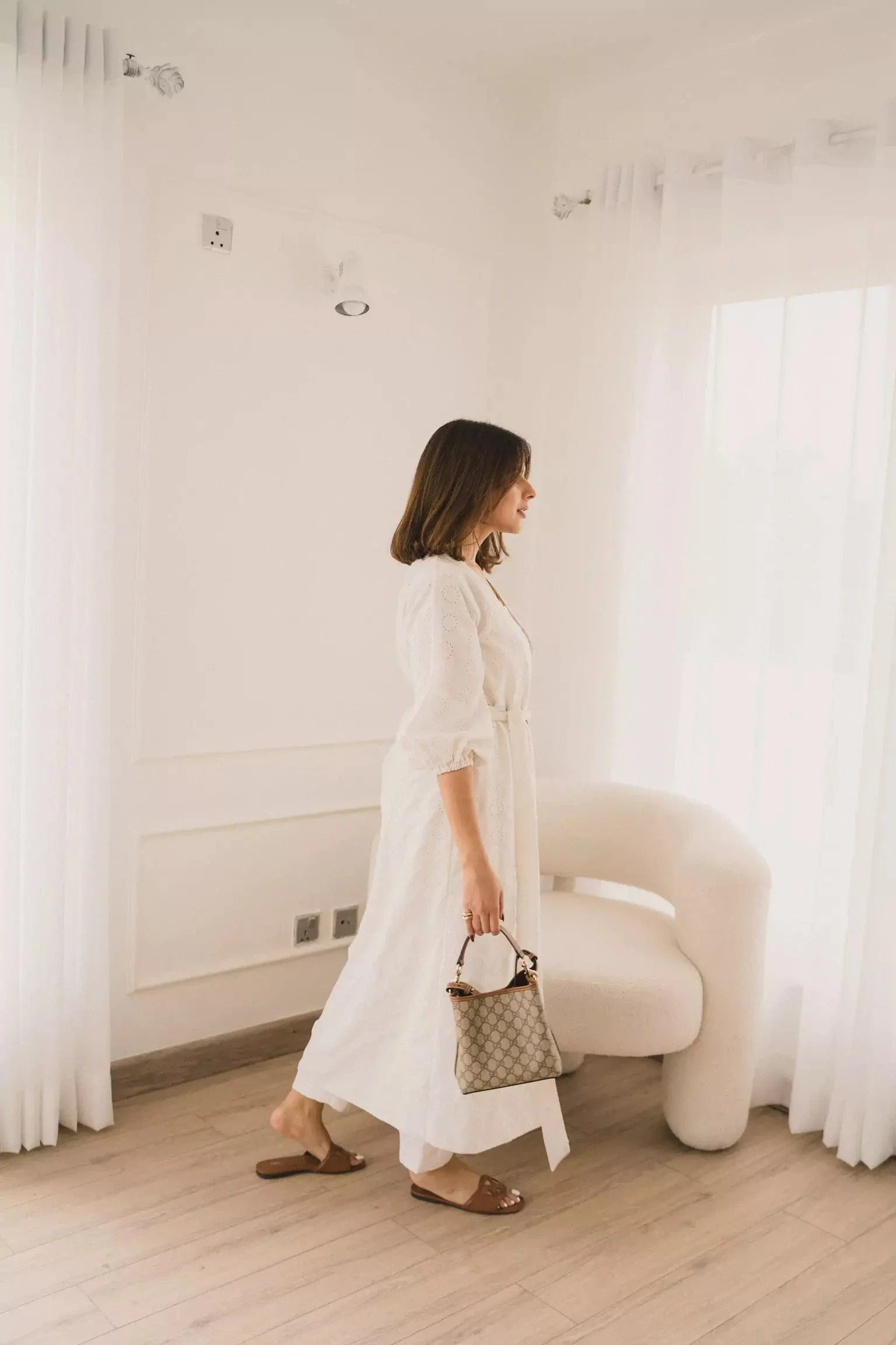 Amy Cutwork Co Ord Set In White - Image 7