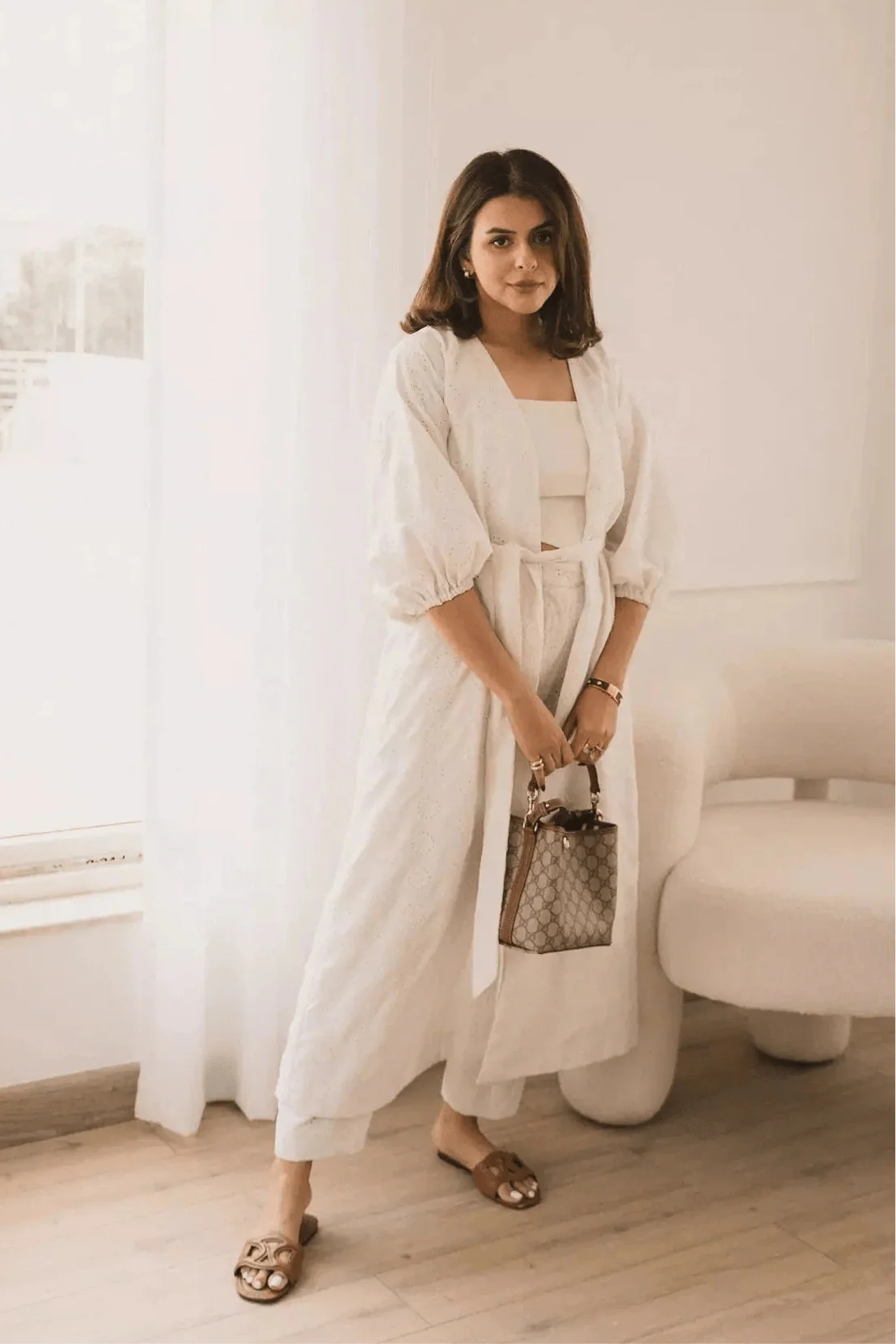 Amy Cutwork Co Ord Set In White - Image 9