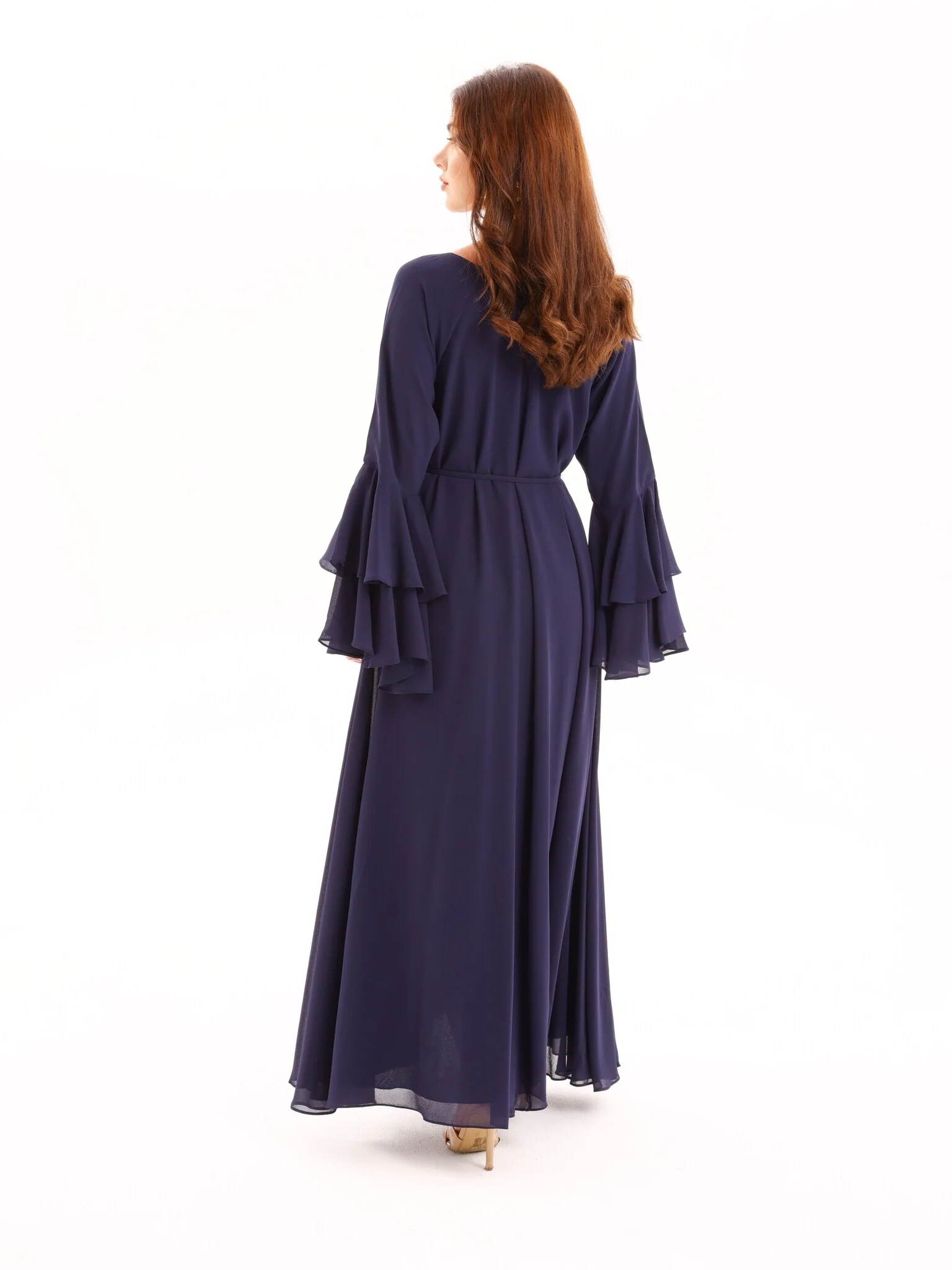 Anna Blue Chiffon Long Dress - Image 3