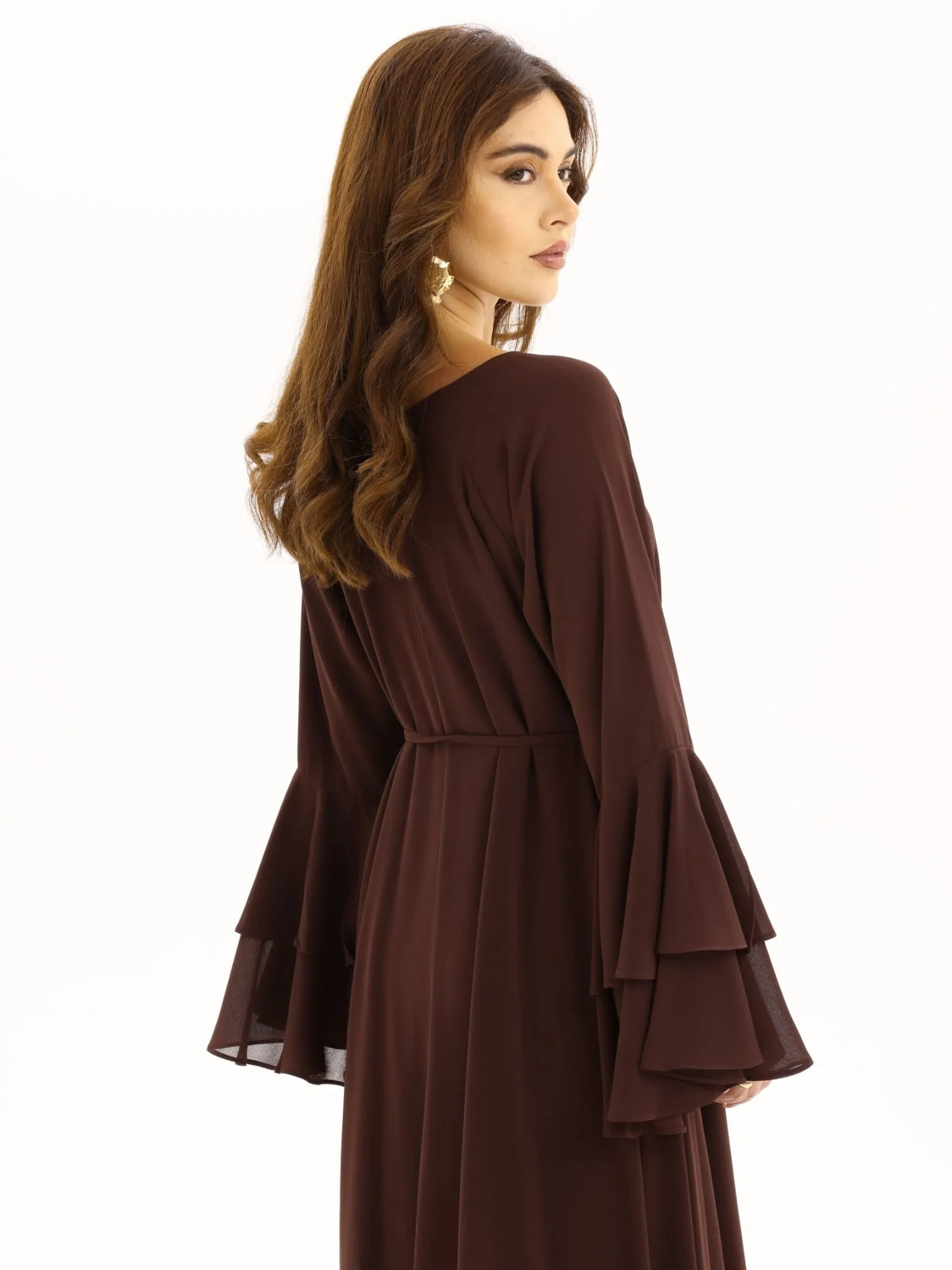 Anna Brown Chiffon Long Dress - Image 5
