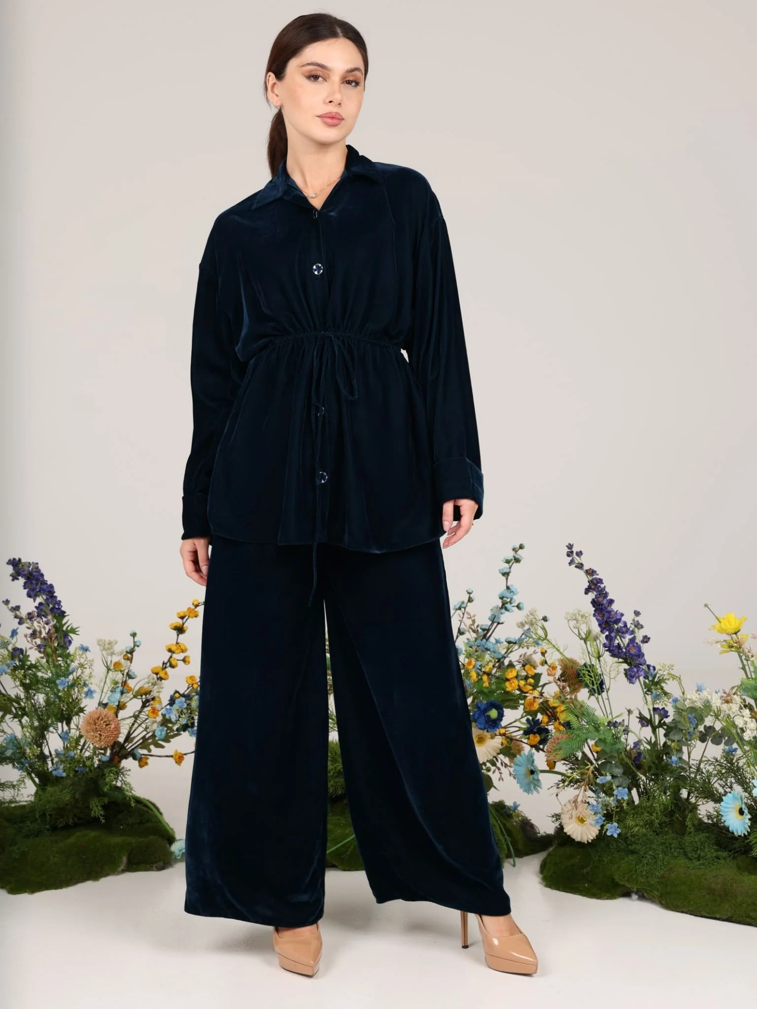 Anthea Blue Velvet Co Ord Set