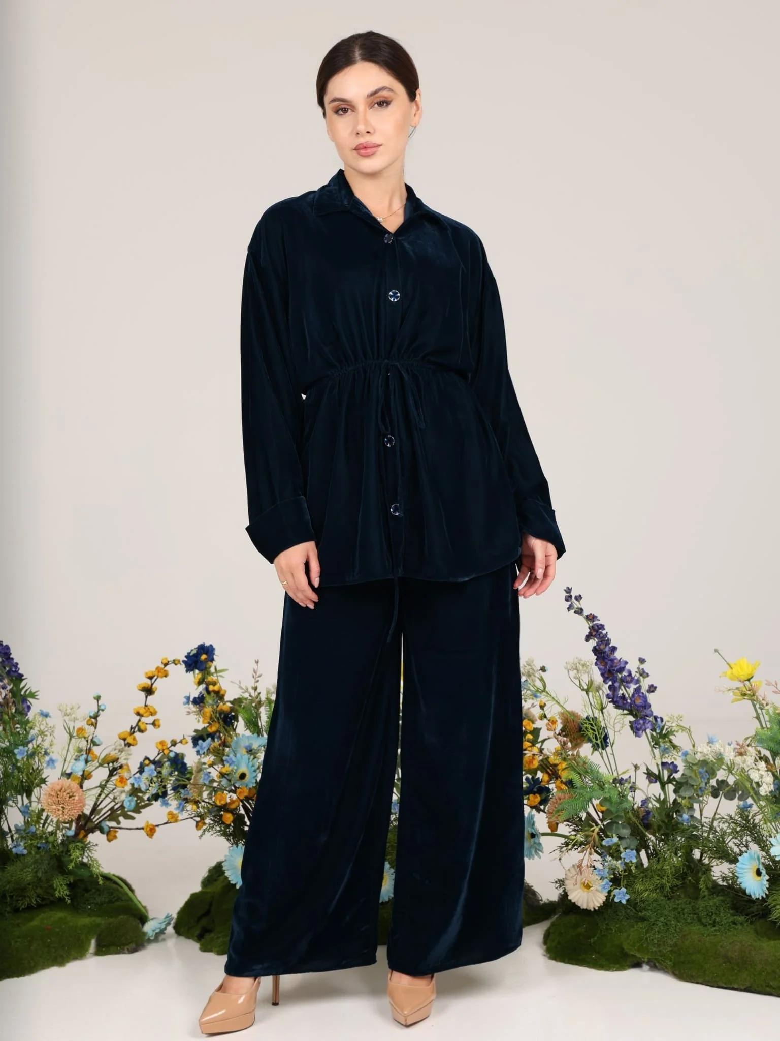Anthea Blue Velvet Co Ord Set - Image 10