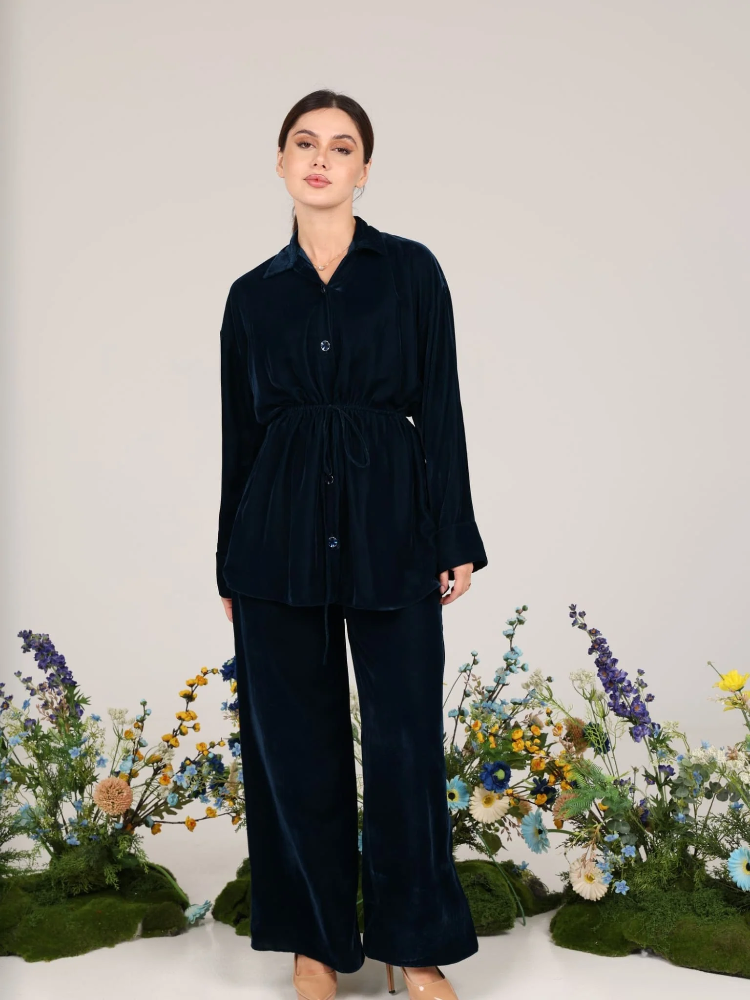 Anthea Blue Velvet Co Ord Set - Image 9