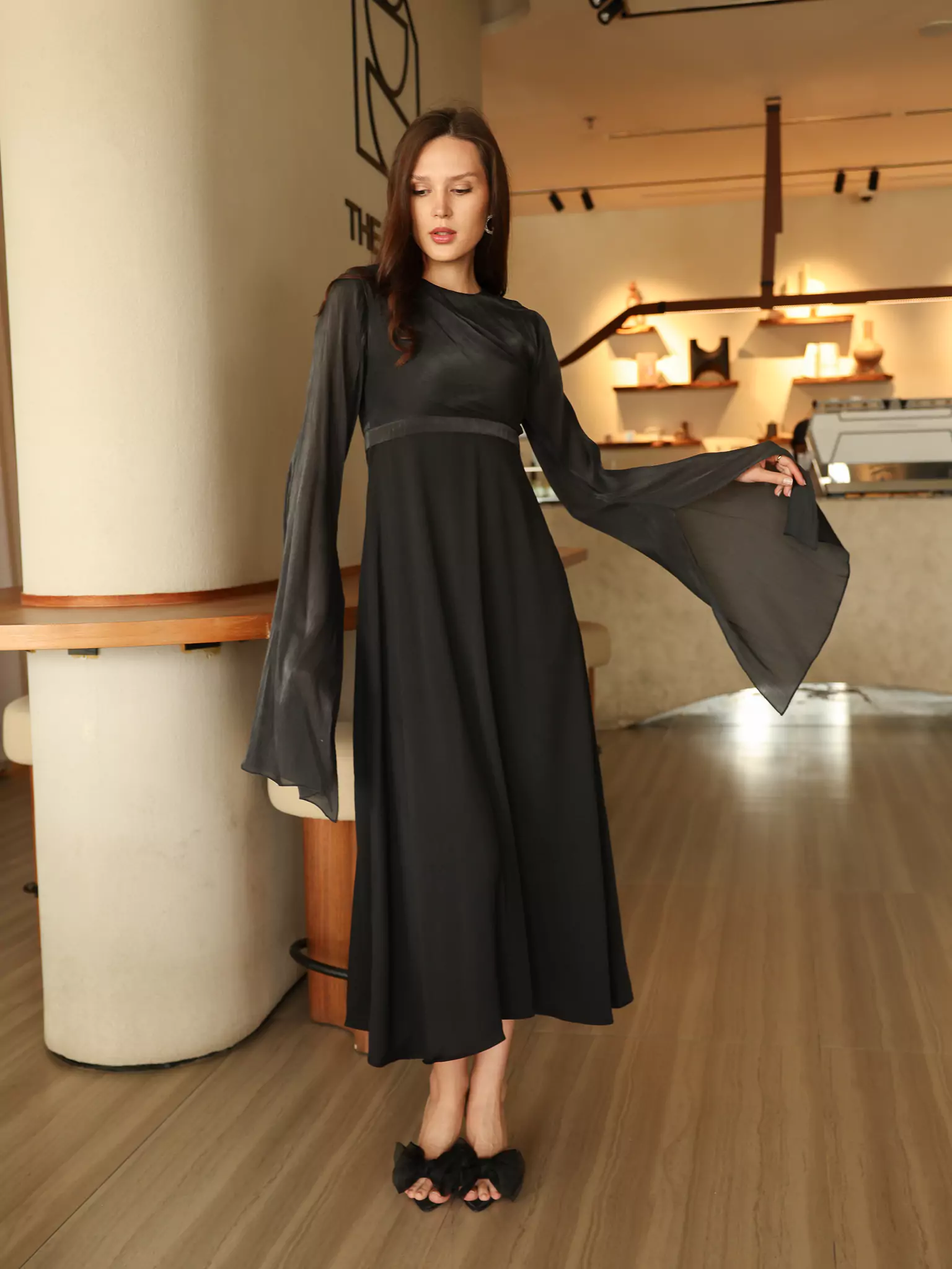 Anya Black Long Dress - Image 14