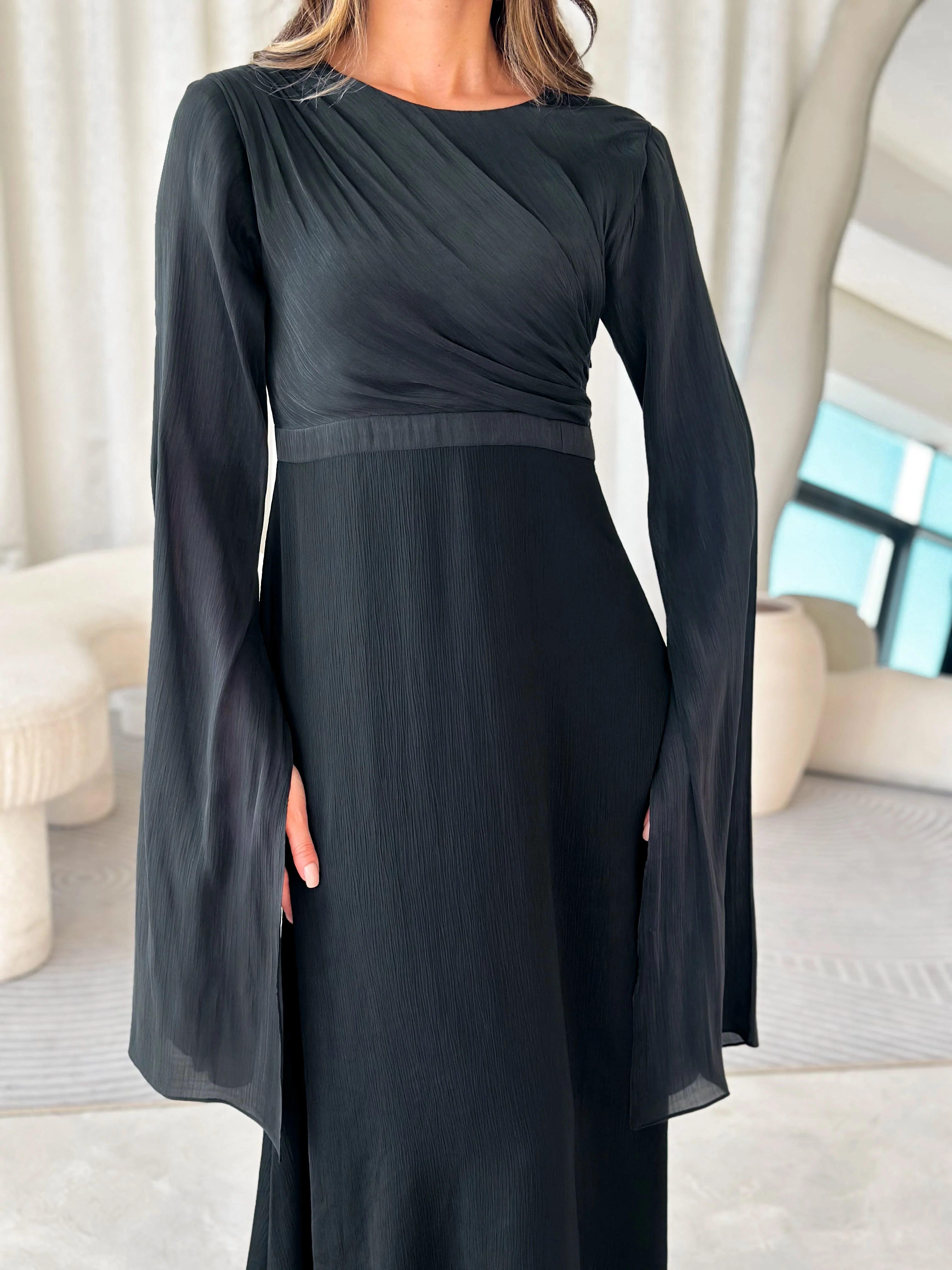 Anya Black Long Dress - Image 15