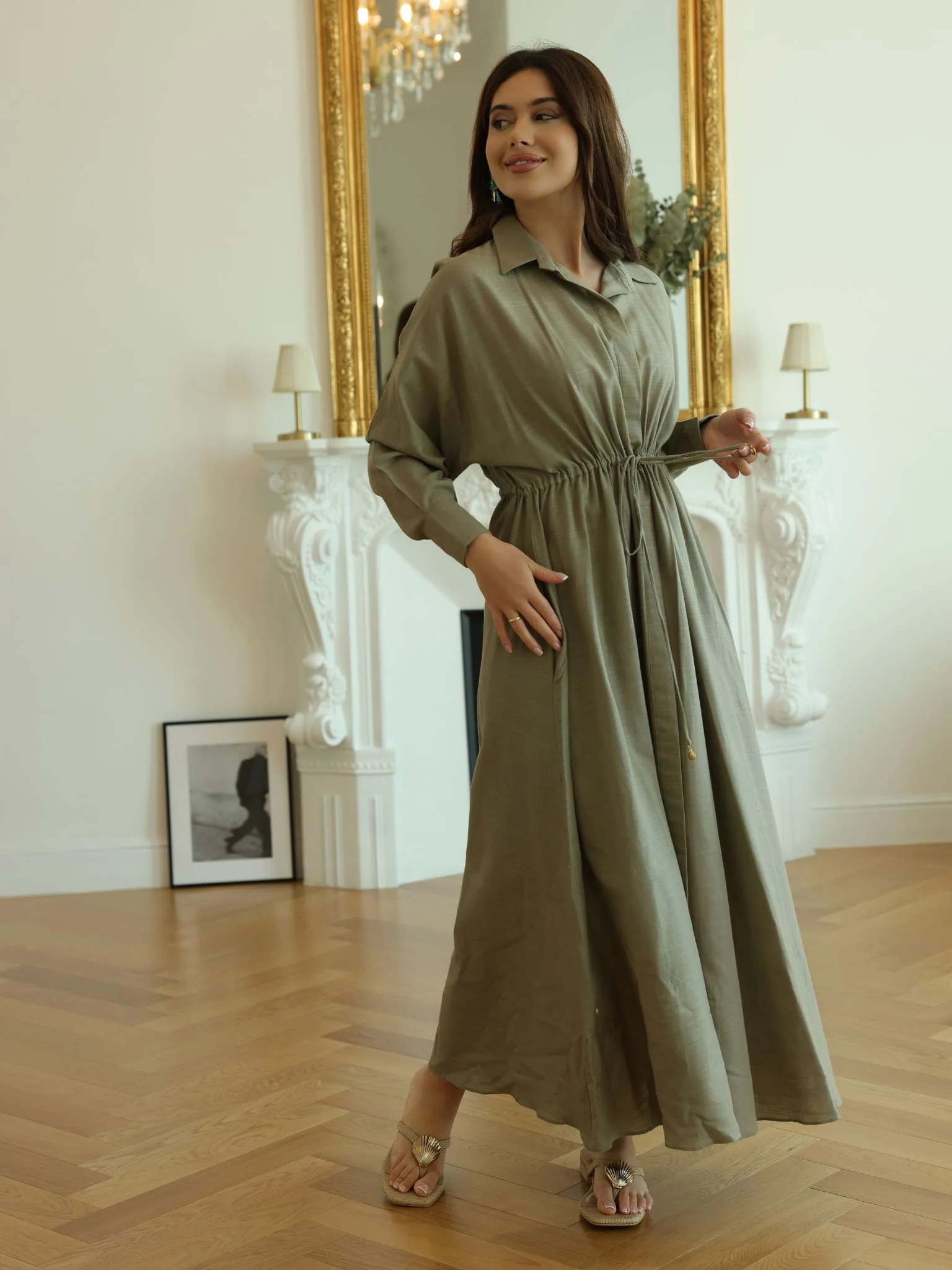 Arden Olive Long Dress - Image 10