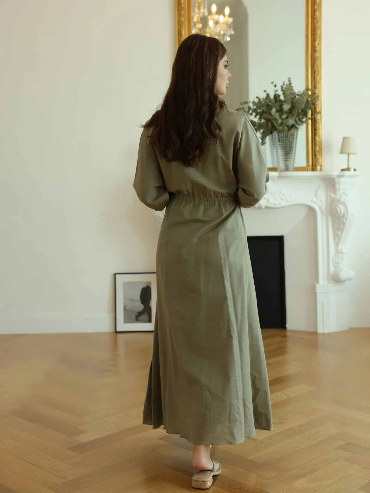 Arden Olive Long Dress - Image 3