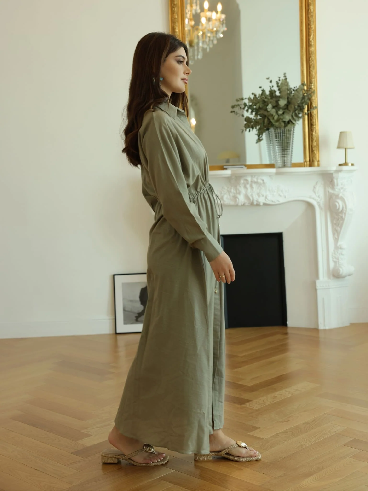Arden Olive Long Dress - Image 4