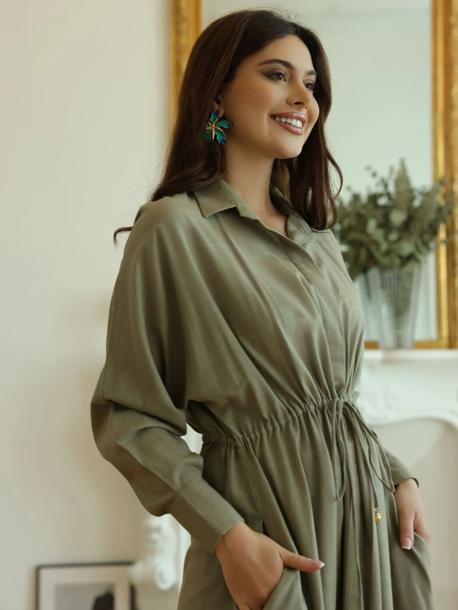 Arden Olive Long Dress - Image 5