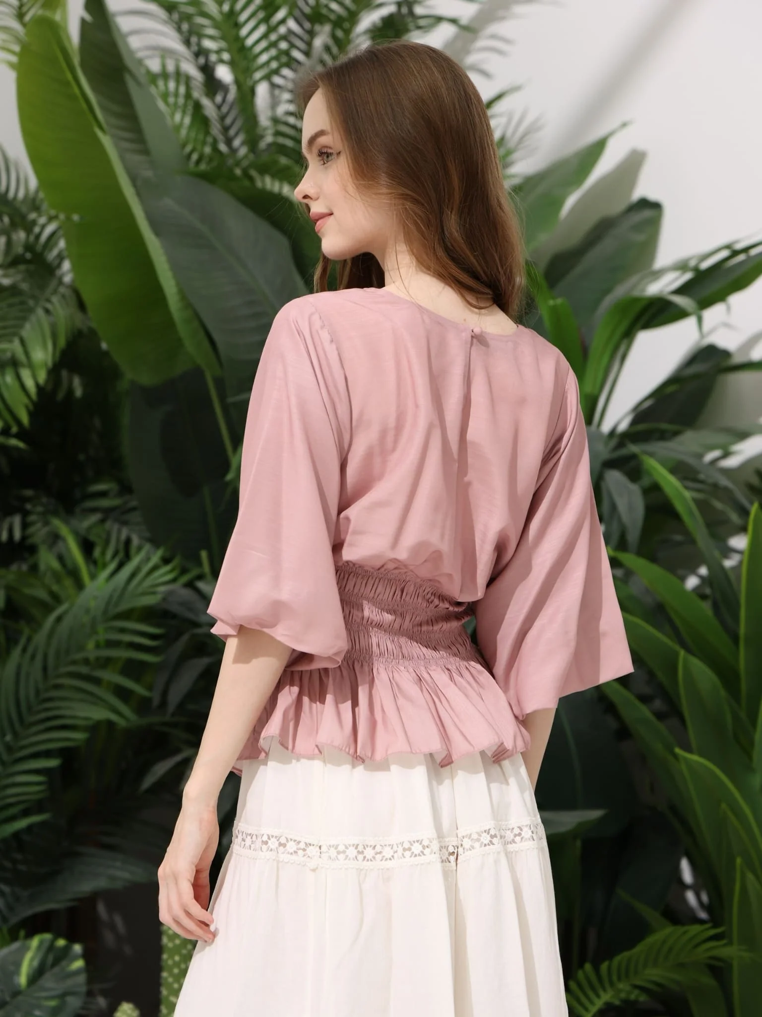 Arga Pink Smocked Shirt - Image 3