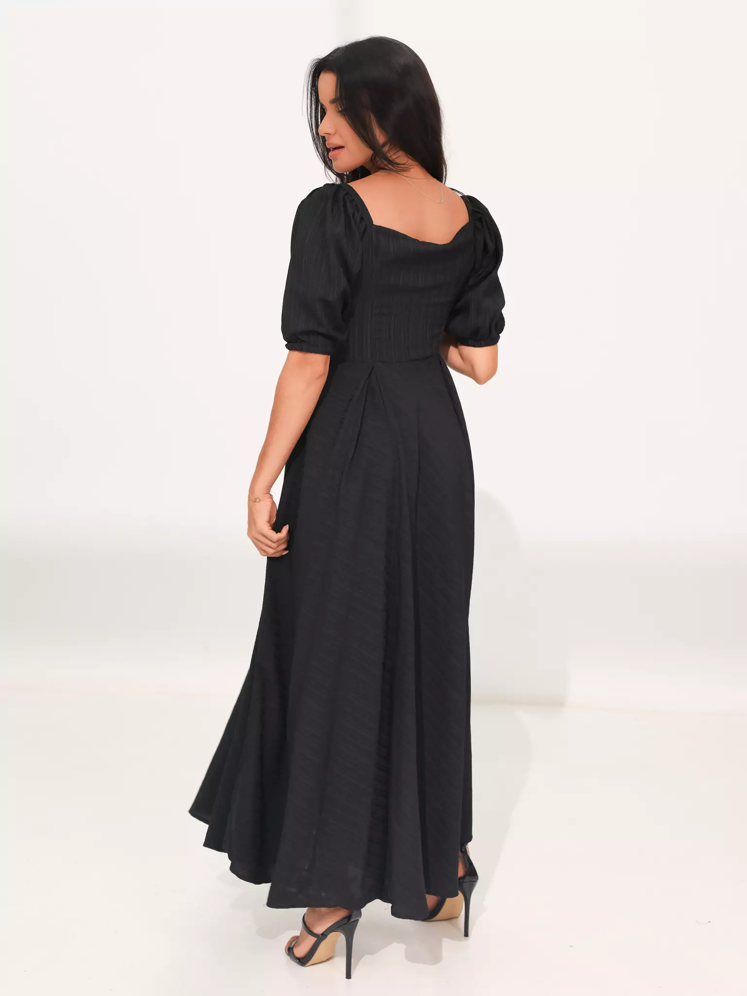 Ariel Black Textured Dress - Image 10