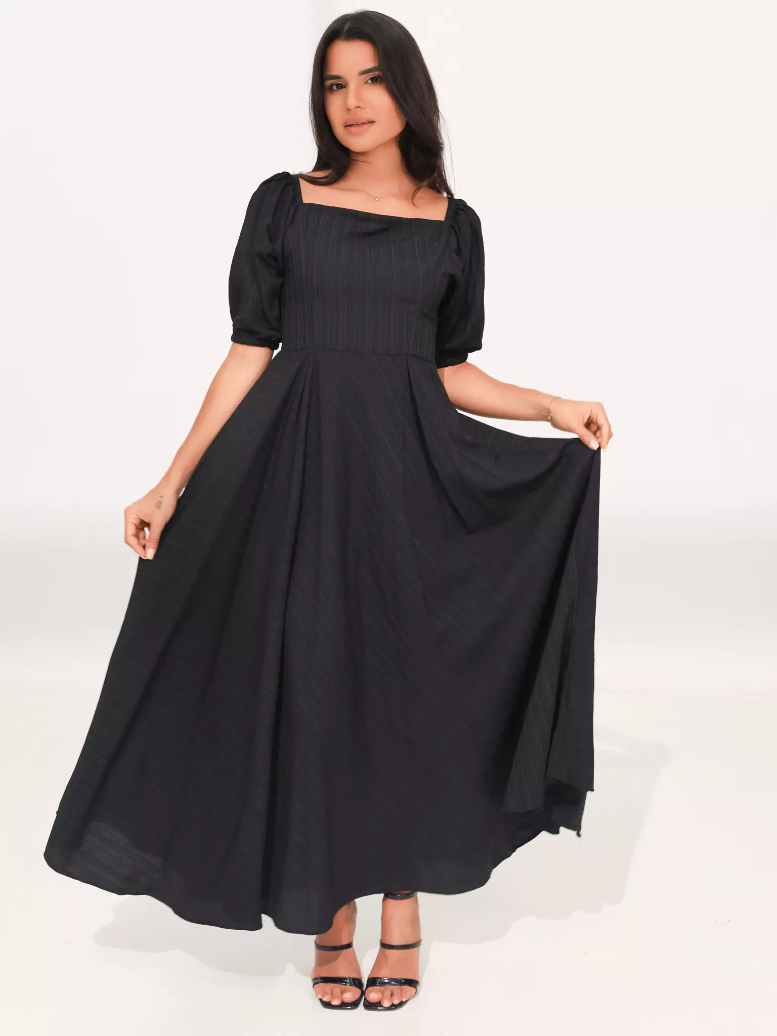 Ariel Black Textured Dress - Image 11