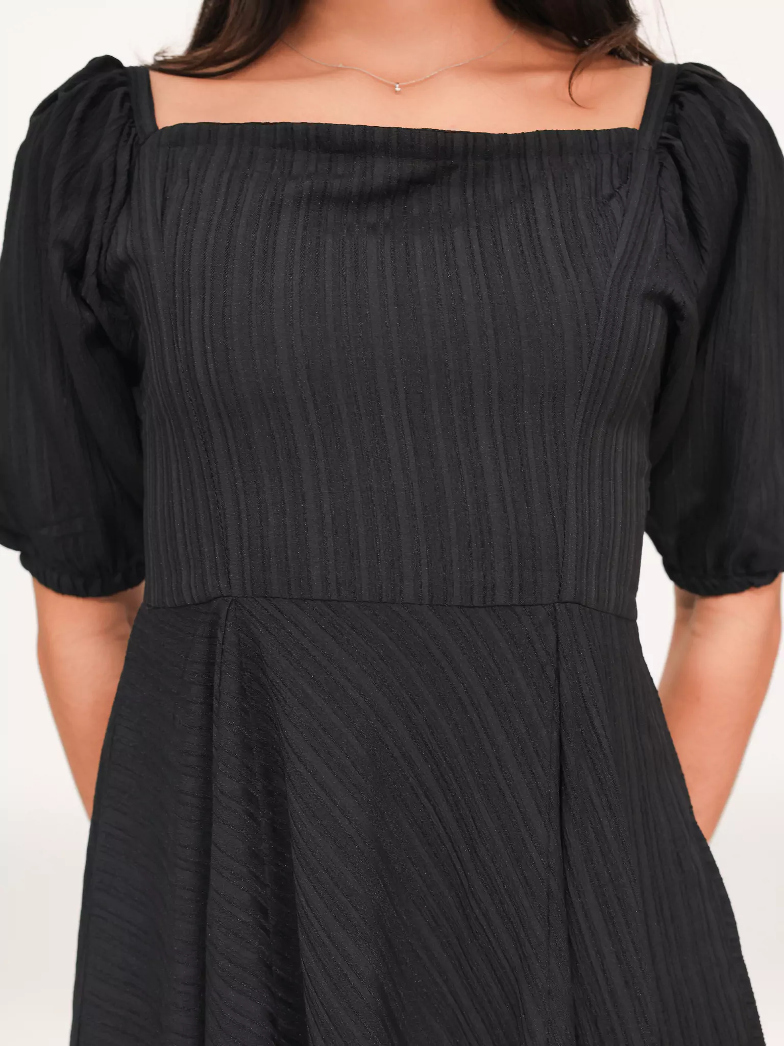 Ariel Black Textured Dress - Image 2