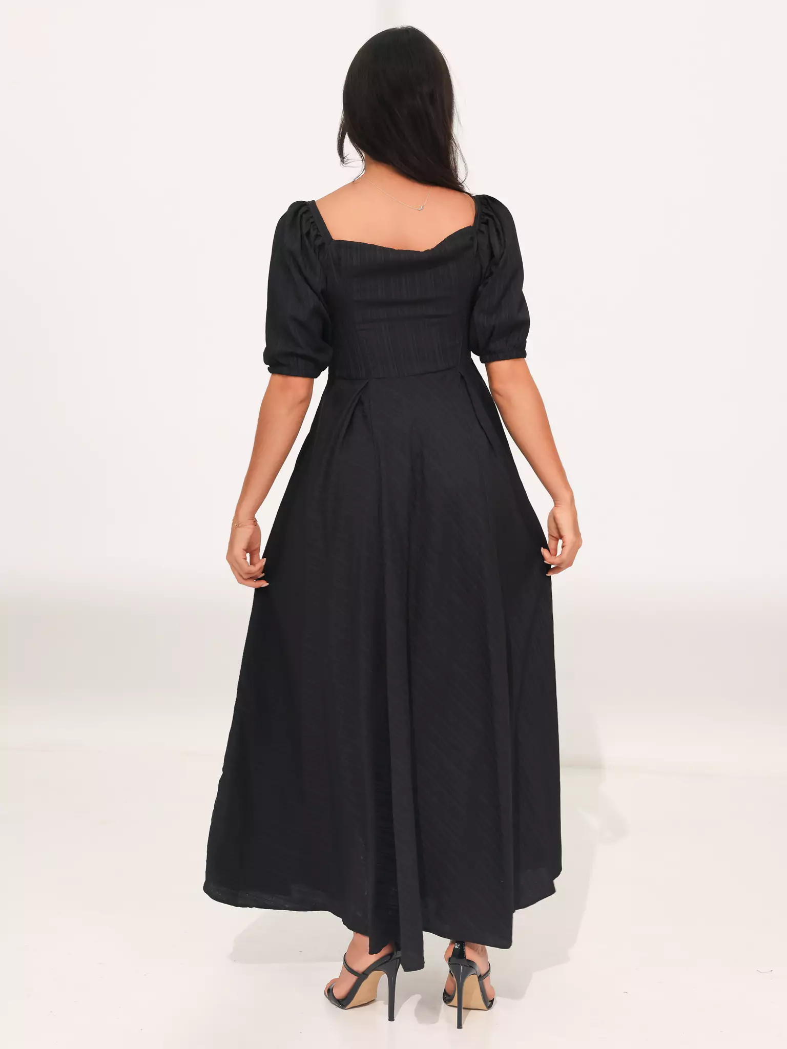 Ariel Black Textured Dress - Image 3
