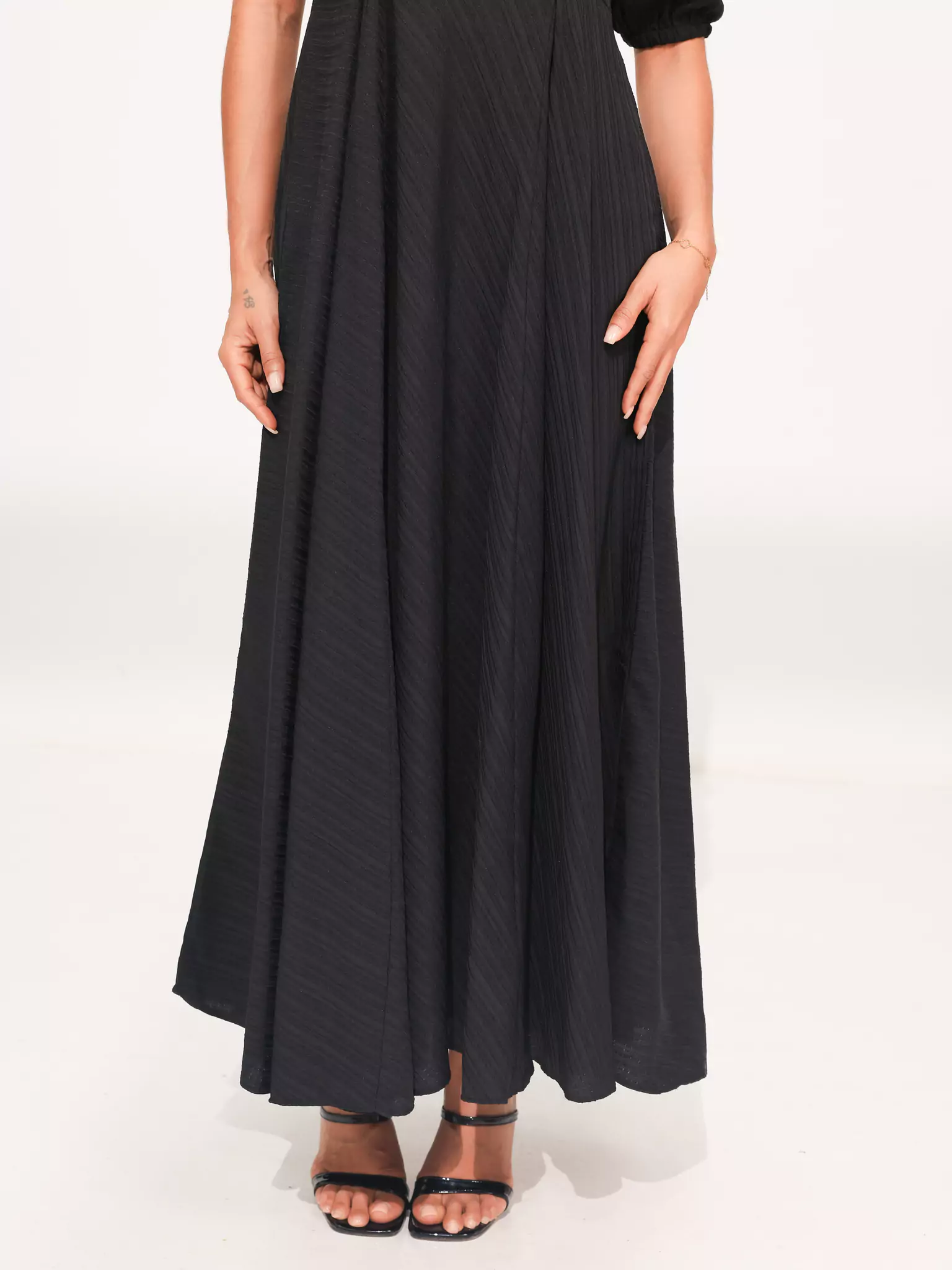 Ariel Black Textured Dress - Image 4