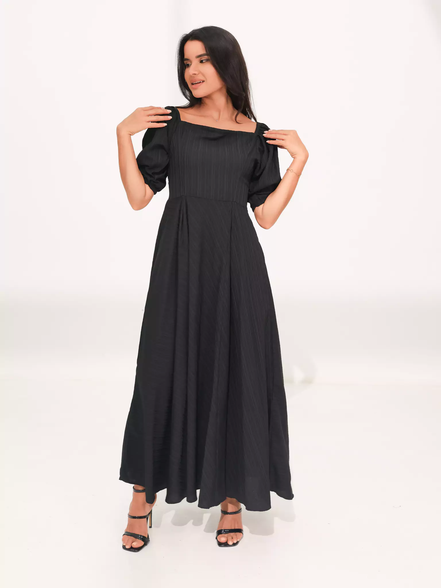 Ariel Black Textured Dress - Image 5