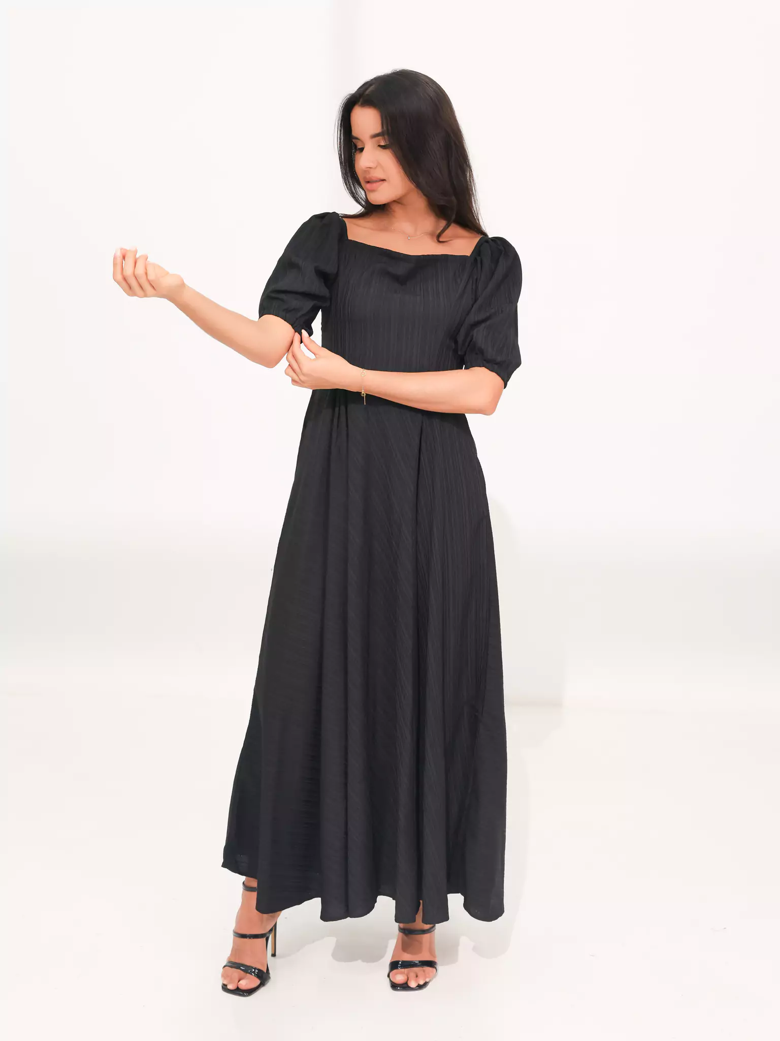Ariel Black Textured Dress - Image 6