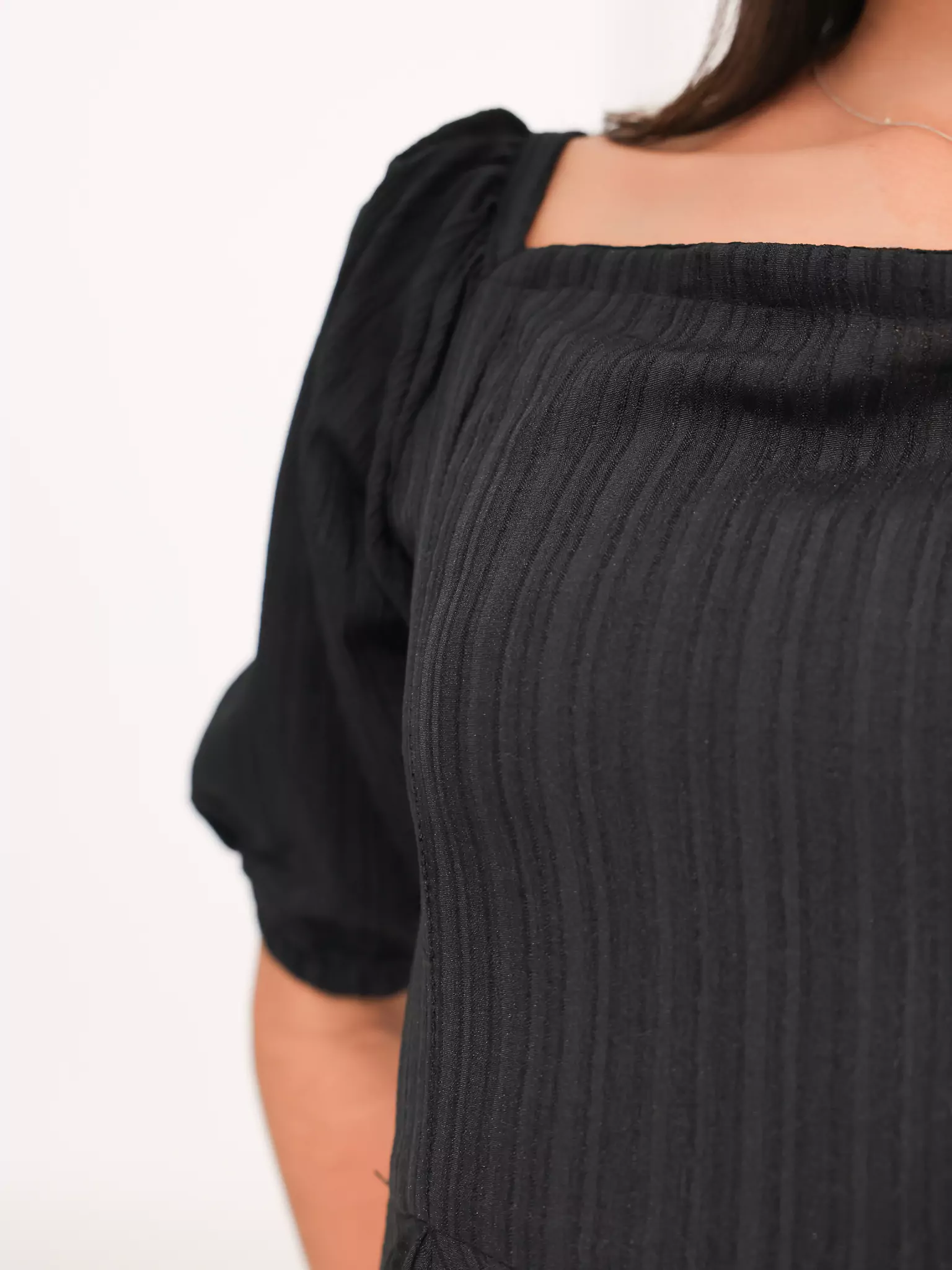 Ariel Black Textured Dress - Image 7