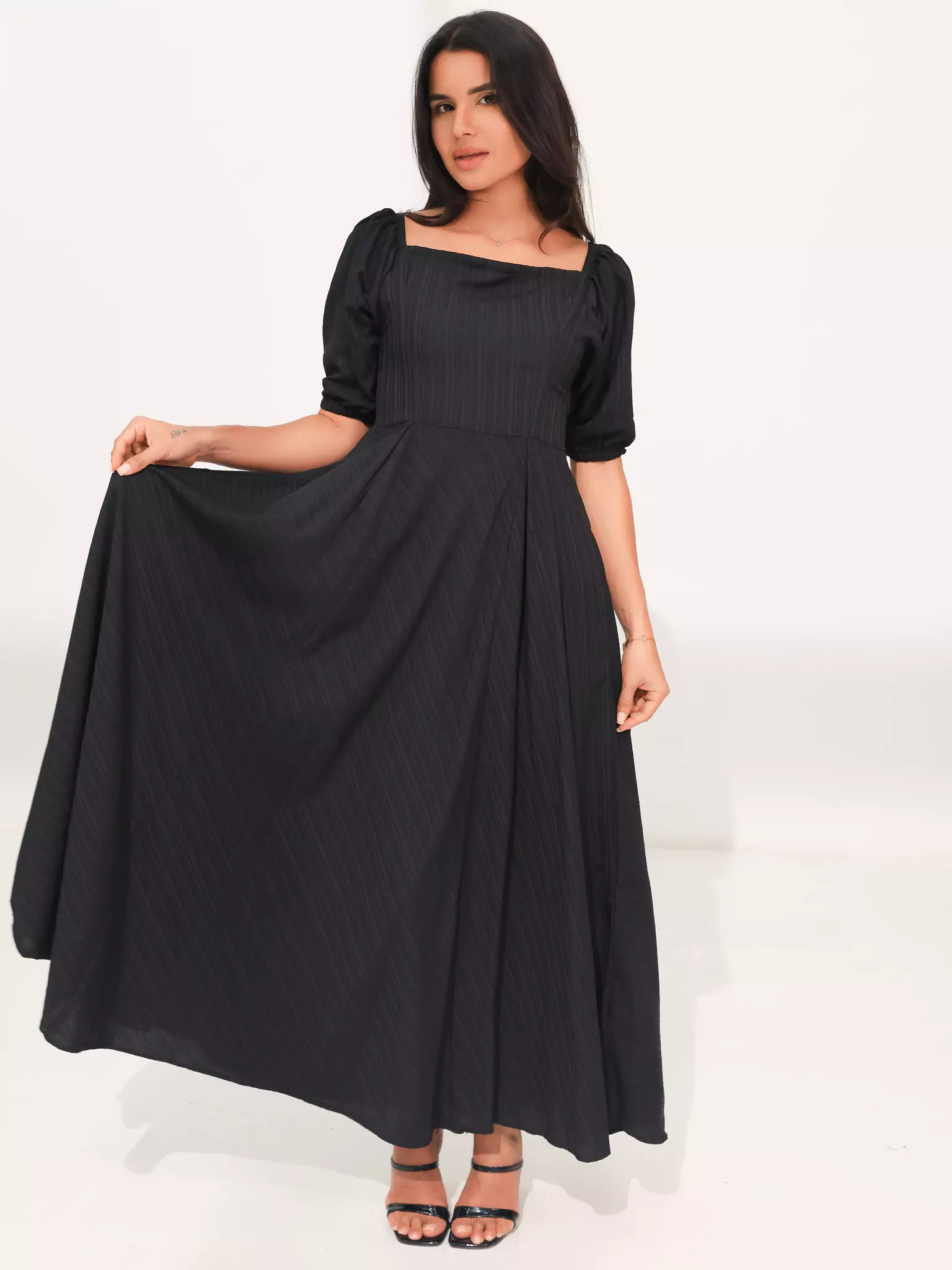 Ariel Black Textured Dress - Image 8