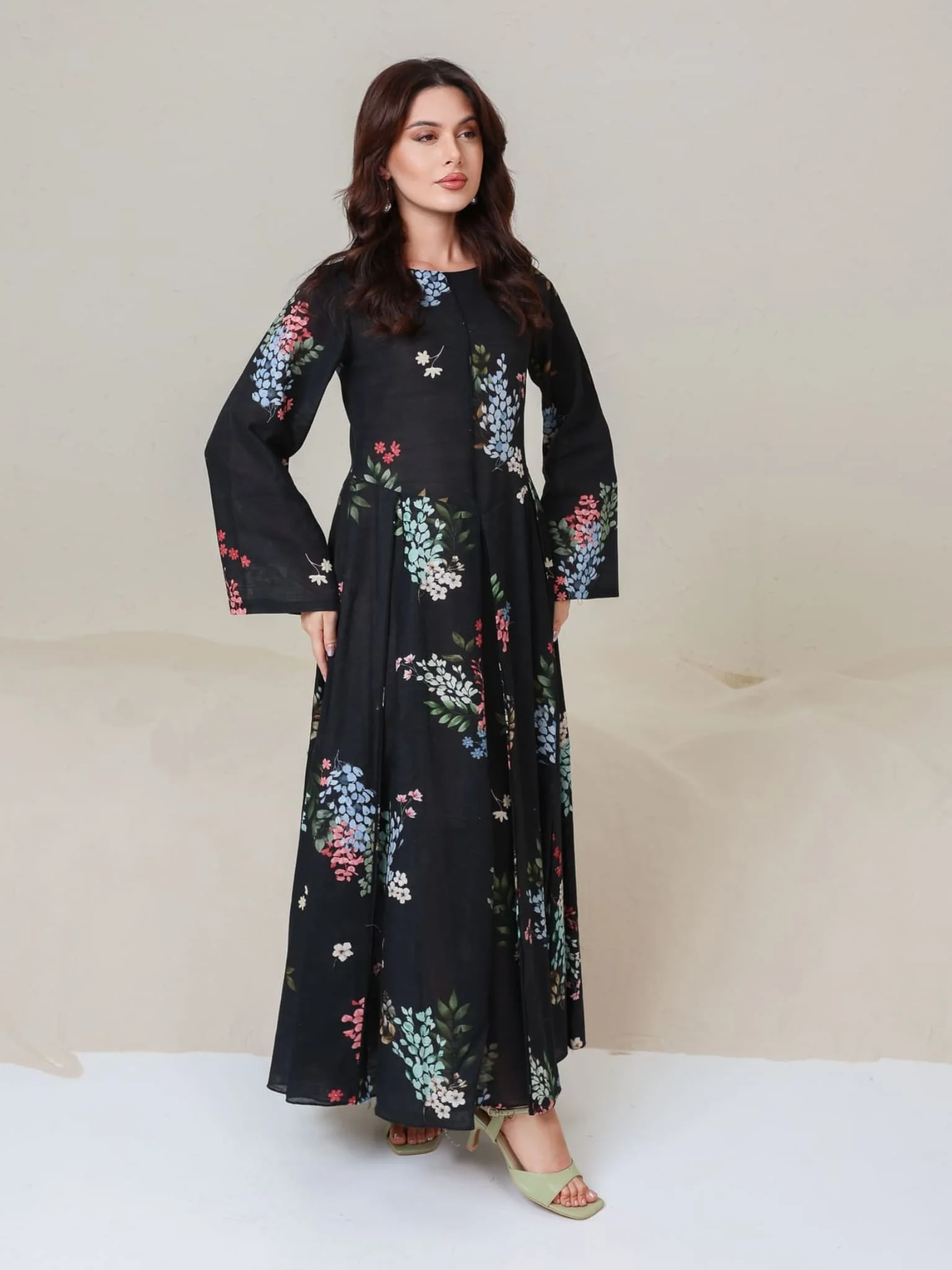 Arisia Black Printed Panel Dress