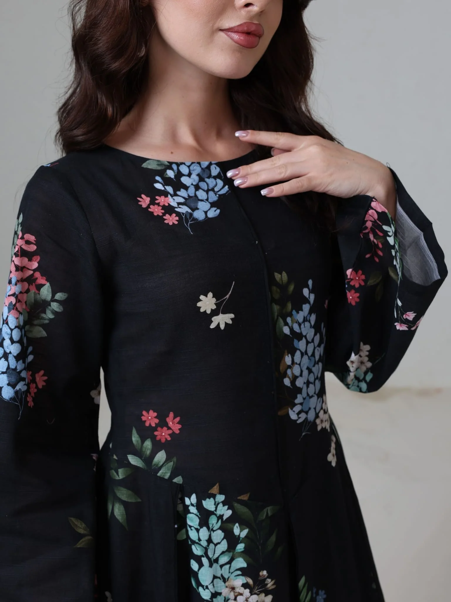 Arisia Black Printed Panel Dress - Image 2