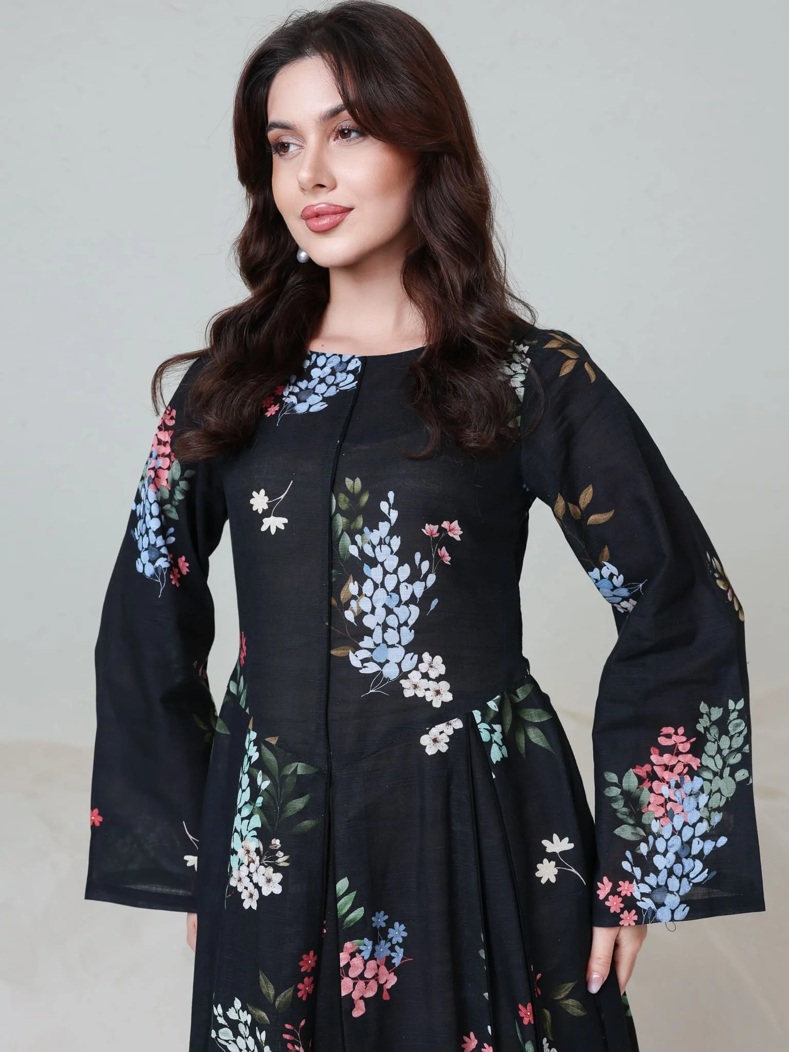 Arisia Black Printed Panel Dress - Image 6