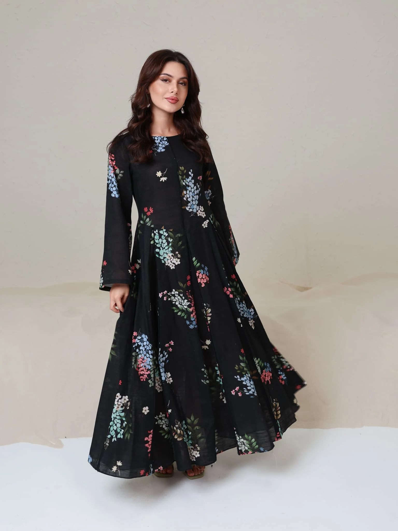 Arisia Black Printed Panel Dress - Image 8