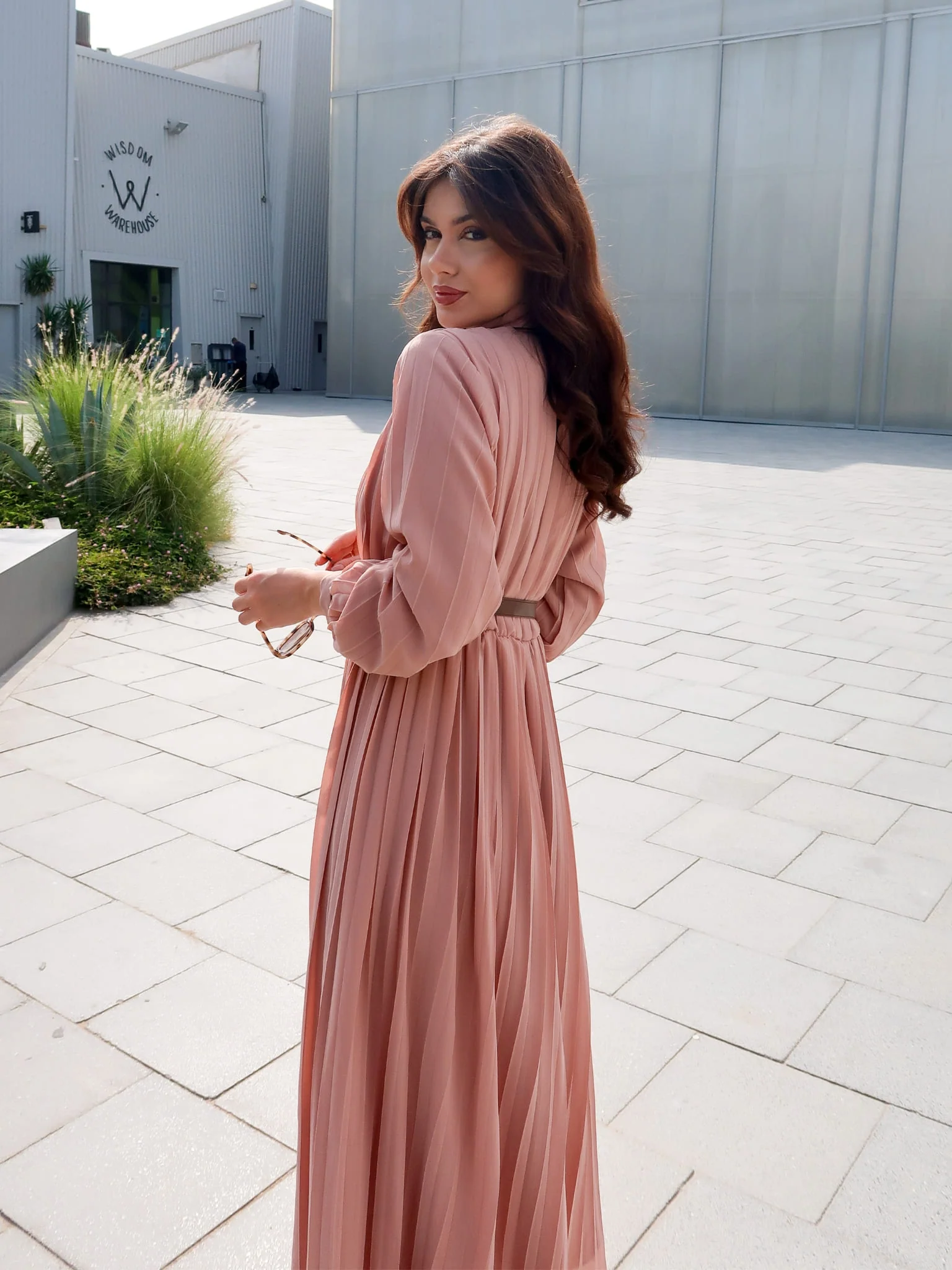 Arley Pleated Long Dress With Belt - Image 5