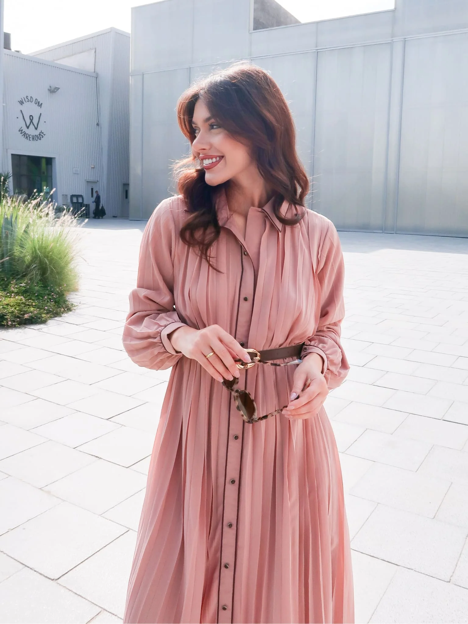 Arley Pleated Long Dress With Belt - Image 6